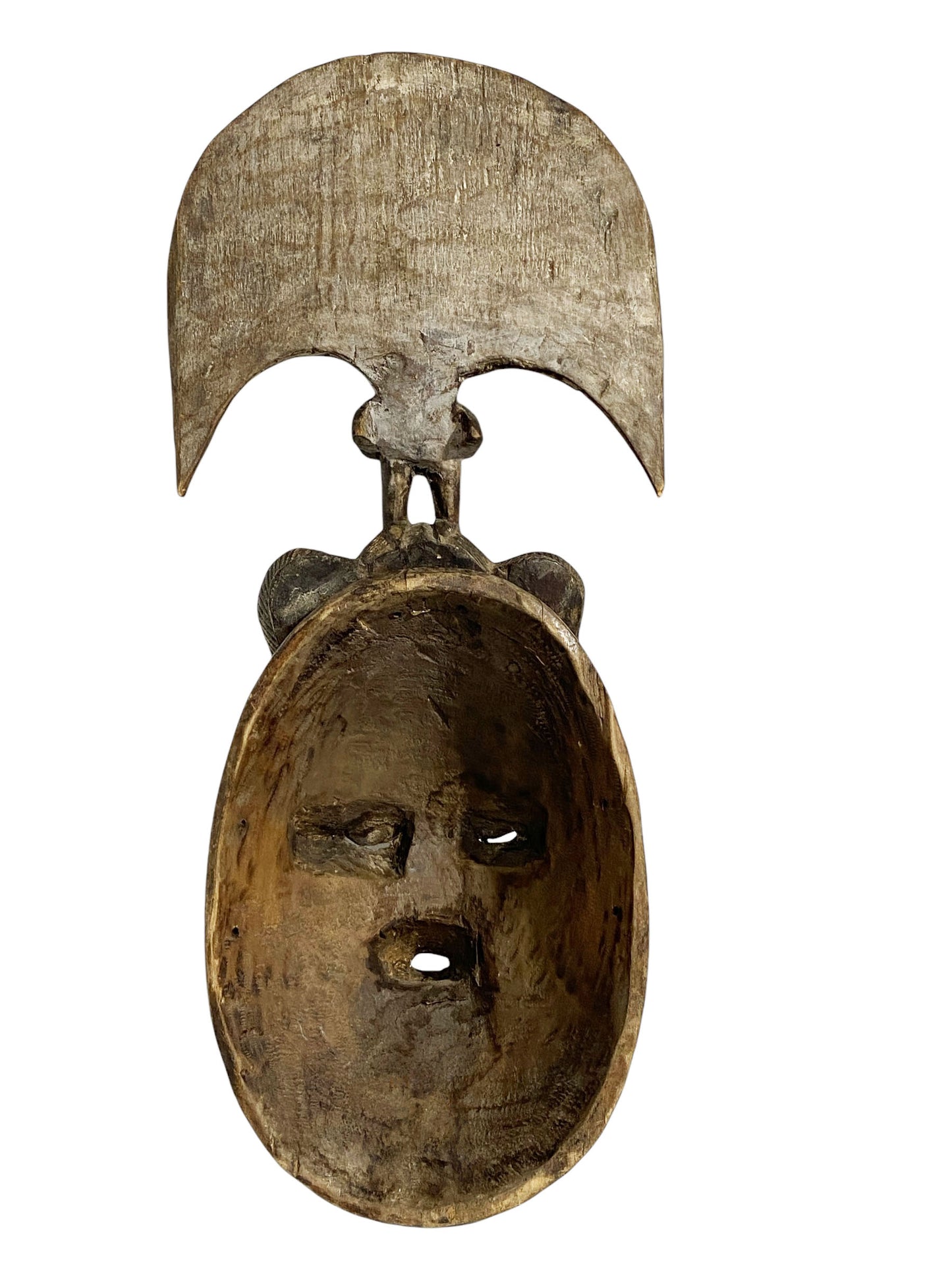 # 5979 Stunning Large Old  African Baule Portrait Kpan / Mblo Bird Mask Côte d'Ivoire  24" H