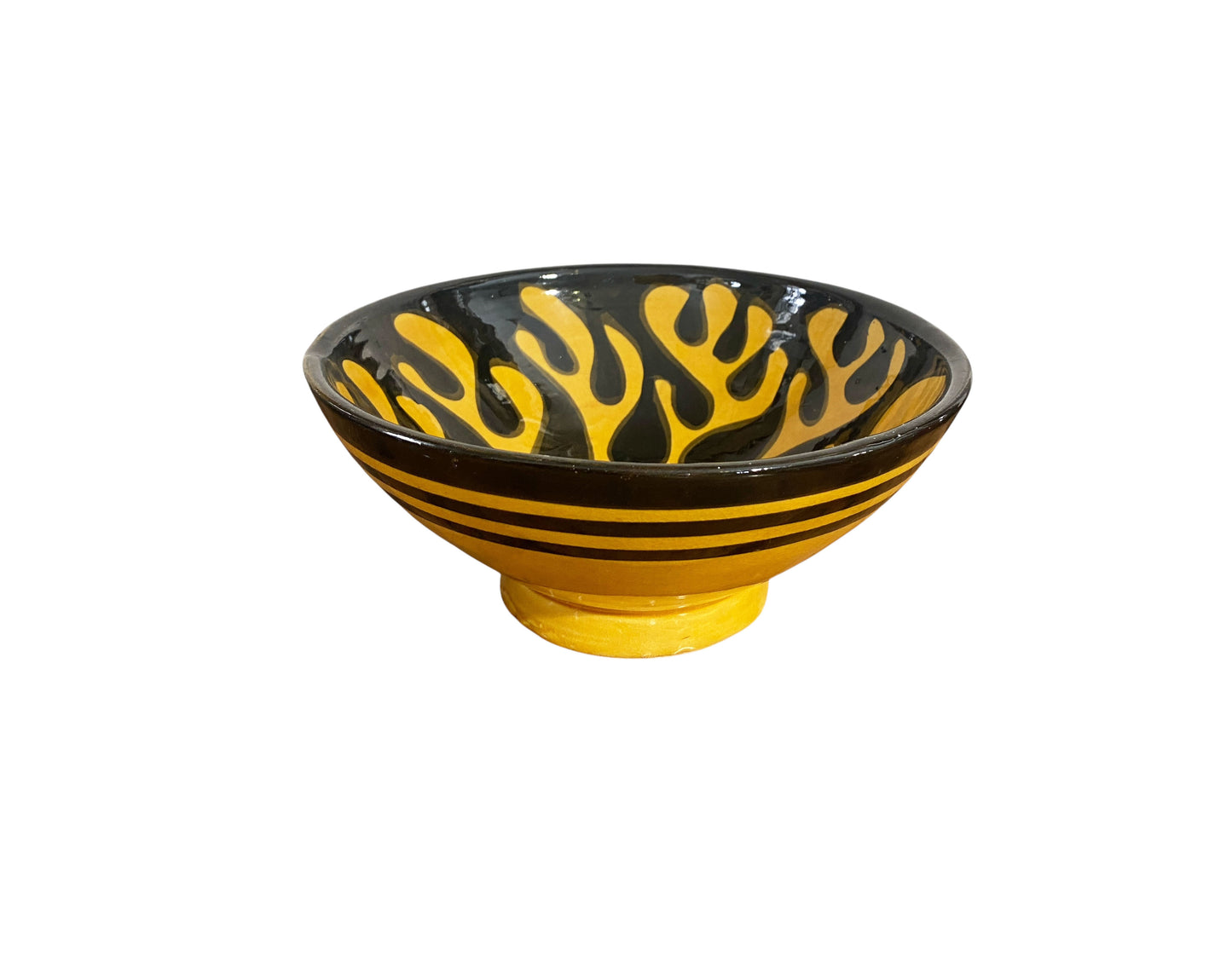 #6338 Vintage Moroccan Ceramic Bowl with Geometric Design 8.5" Diameter