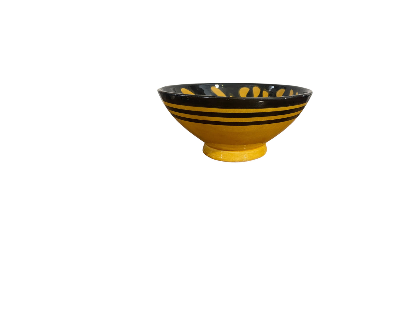 #6338 Vintage Moroccan Ceramic Bowl with Geometric Design 8.5" Diameter