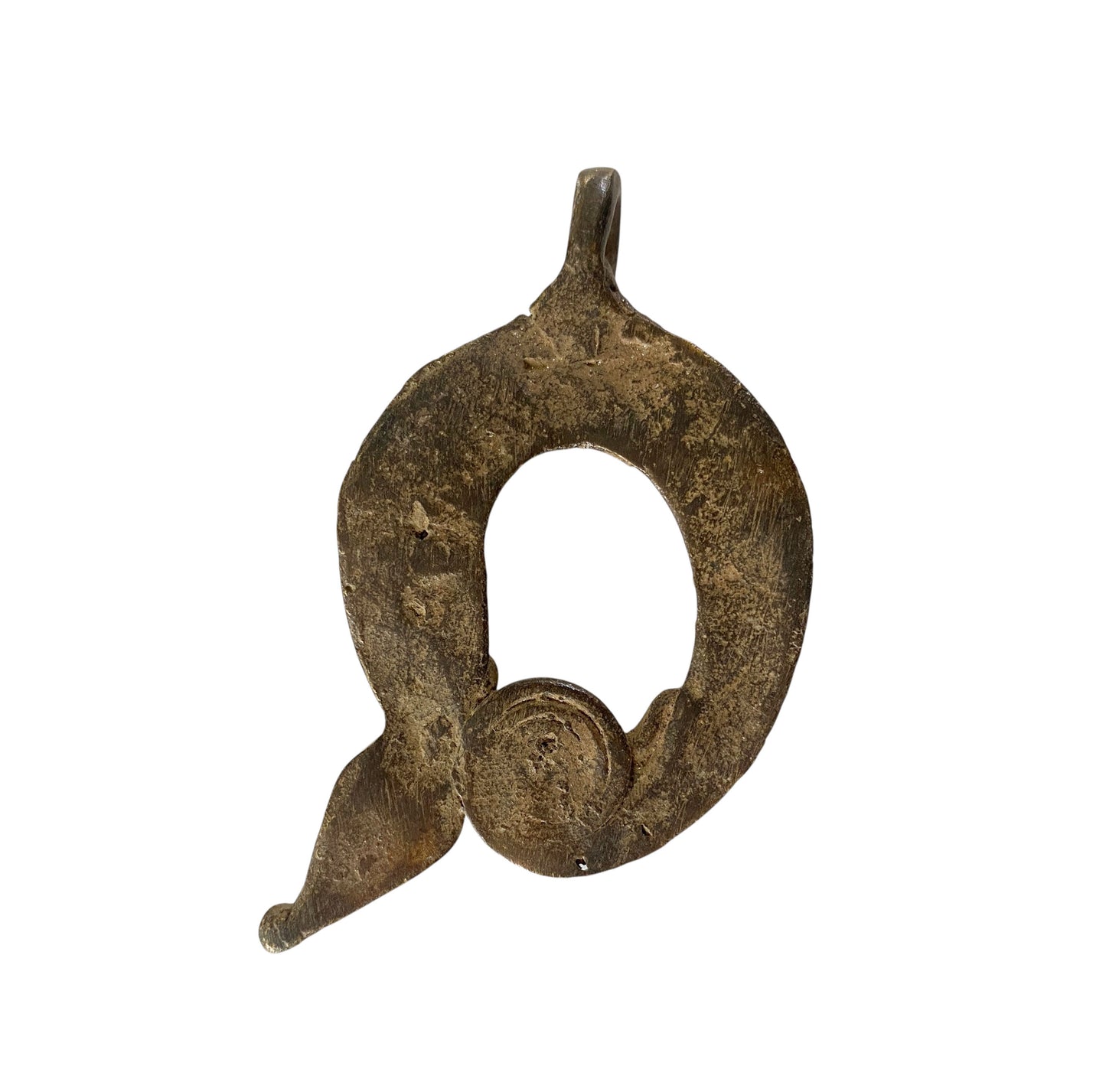 #11840Gan Bronze Gold Weight/Amulet Pendant of a Chameleon Burkina Faso Africa 4" H