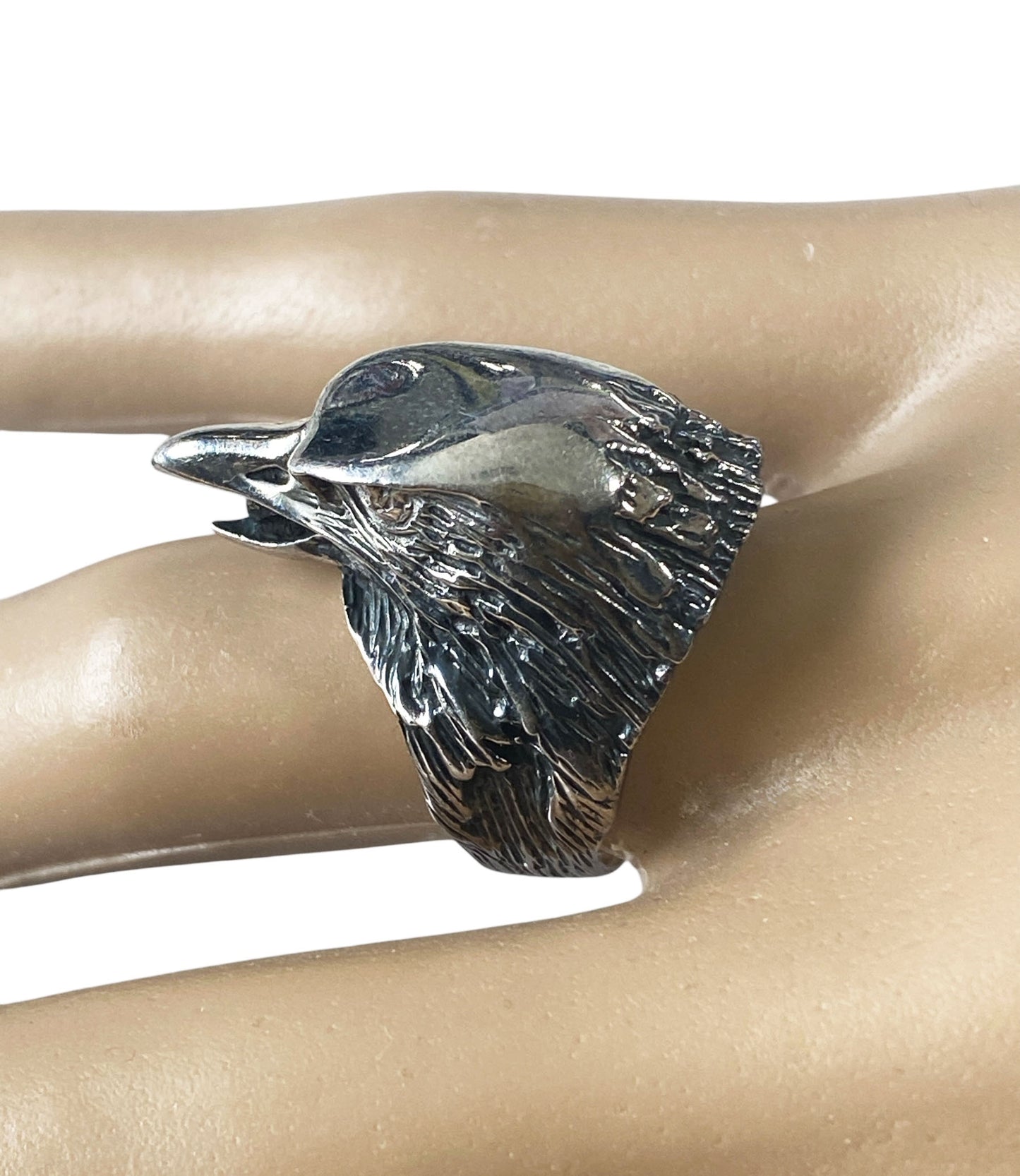#6329 Vintage Sterling Silver Eagle Head Ring Size 7