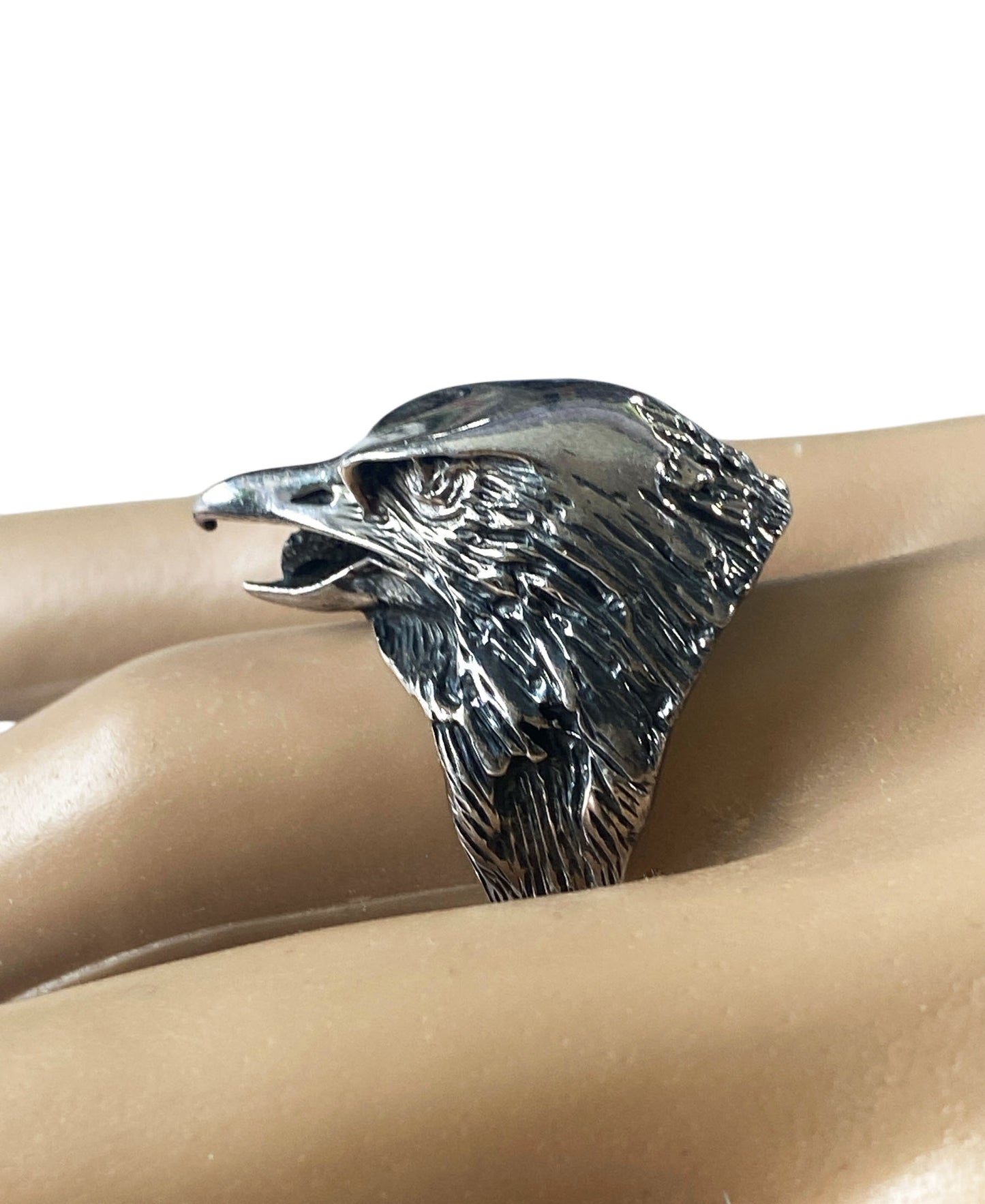 #6329 Vintage Sterling Silver Eagle Head Ring Size 7