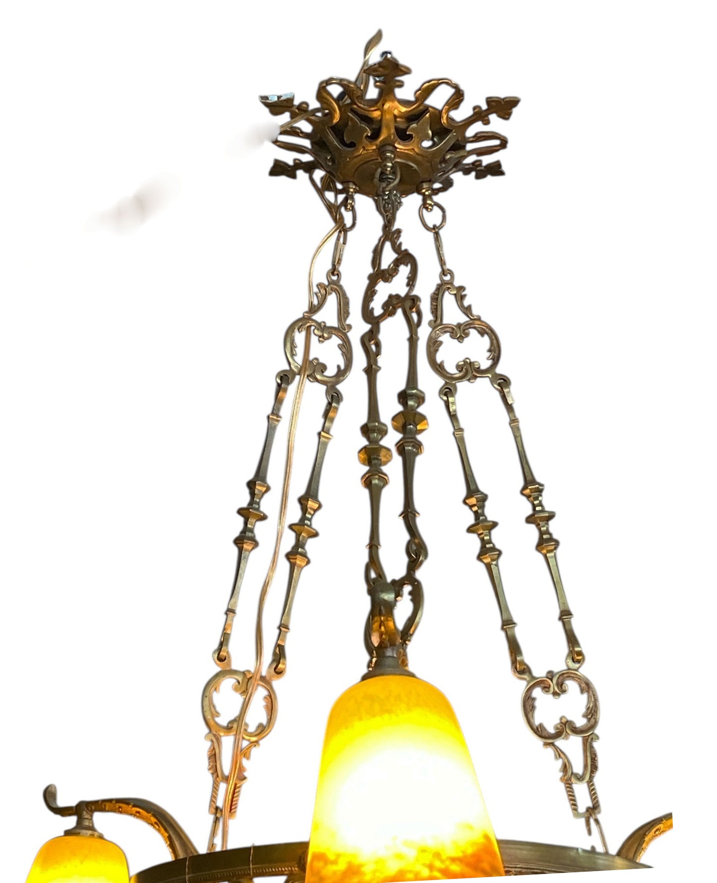 #53 French Art Deco Ceiling Light by Verrerie d'Art Degué Paris 1930s