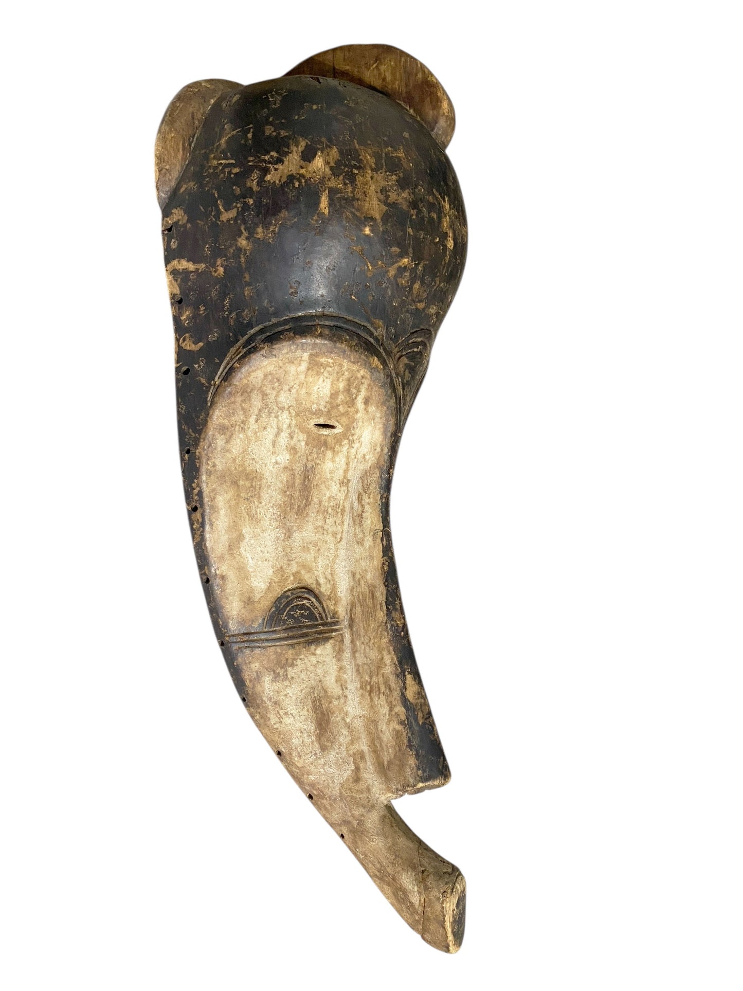 #1156 Vintage Fang Mask Elongated Face Gabon African Mask 29" H