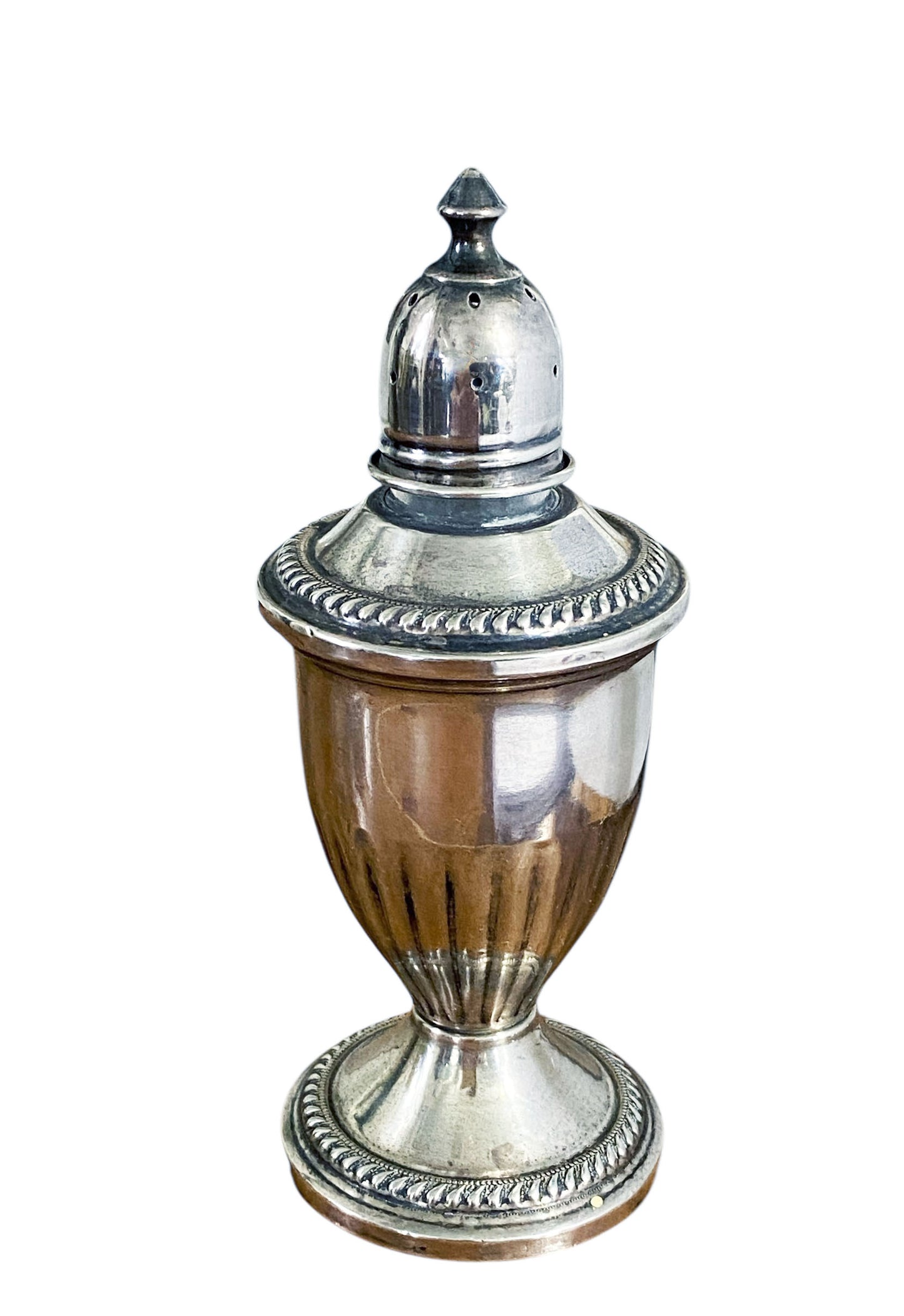 #3609 Vintage Sterling Silver Weighted Glass Lined Salt or Pepper Shaker, 4.75" H