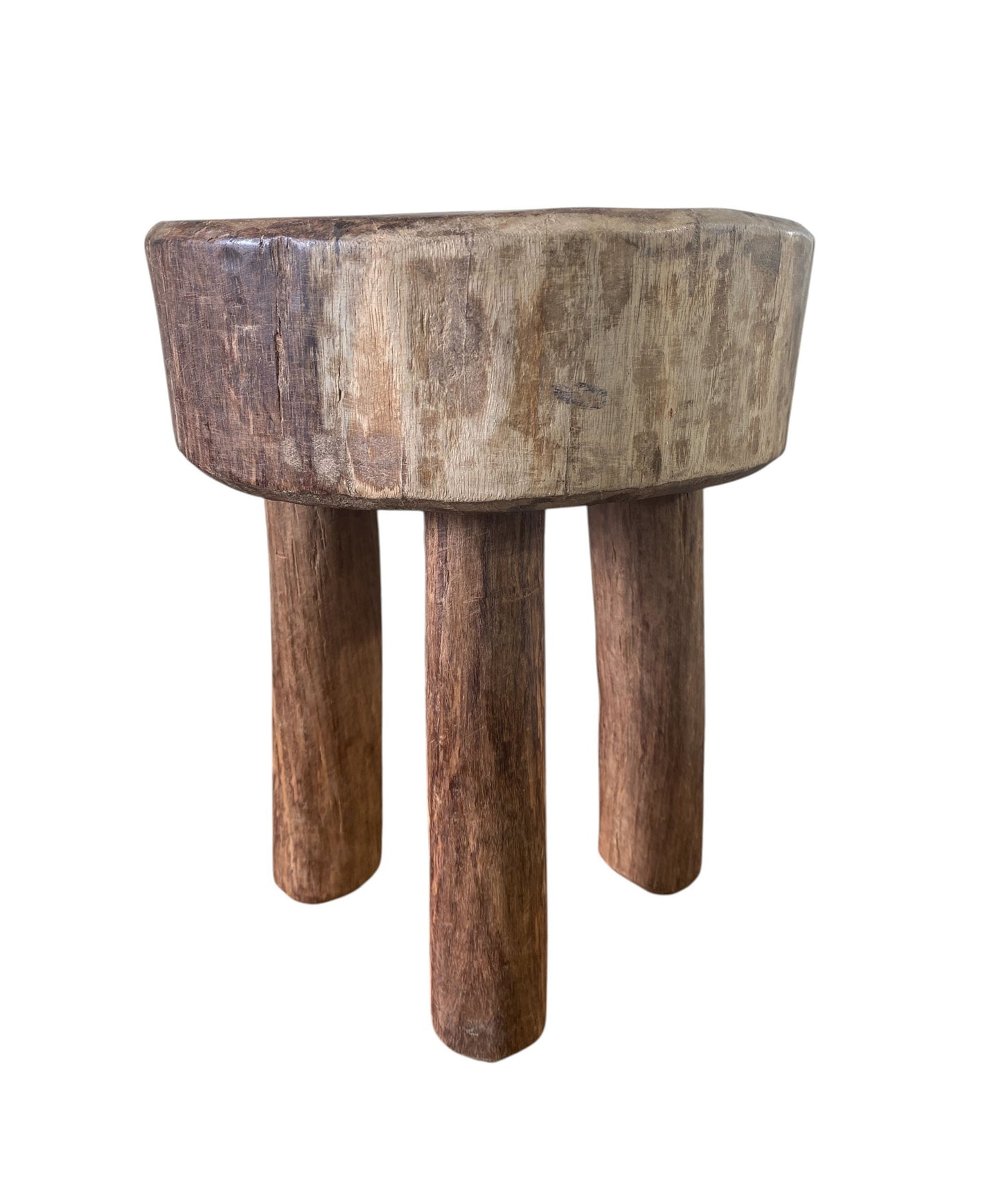 #6657/330 African Vintage Carved Wood Milk Stool Hehe Gogo People Tanzania 12" H