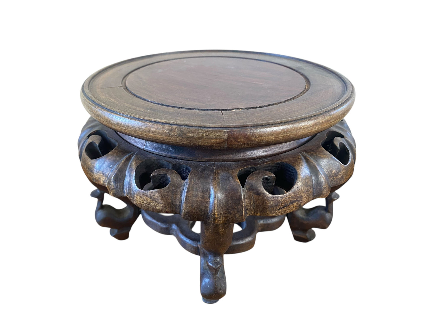 #549 Vintage Chinese Rosewood Pedestal Plant/Vase Stand 9.5" D