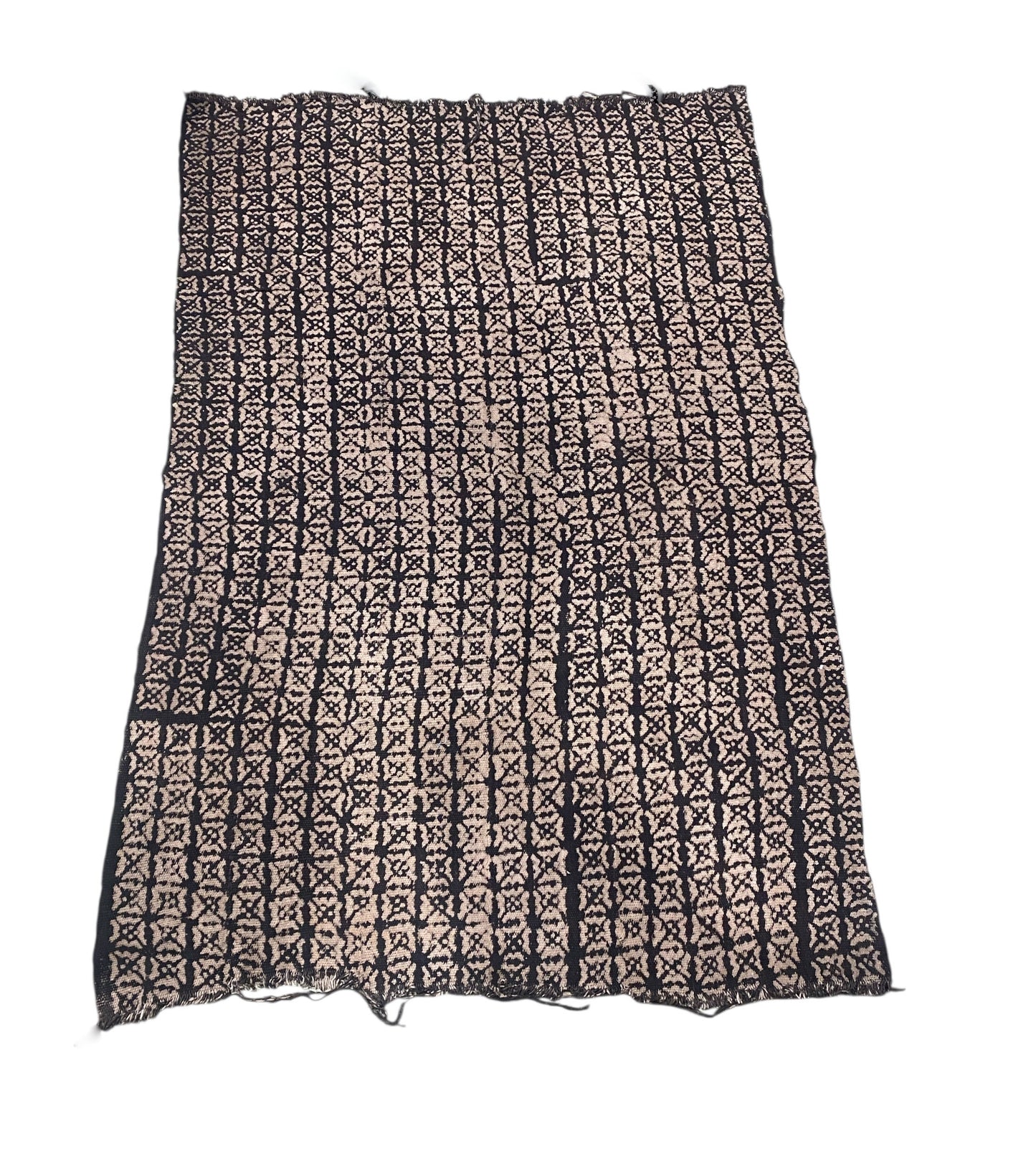 # 528 Vintage African Black and Beige Mud Cloth Textile Mali 56"