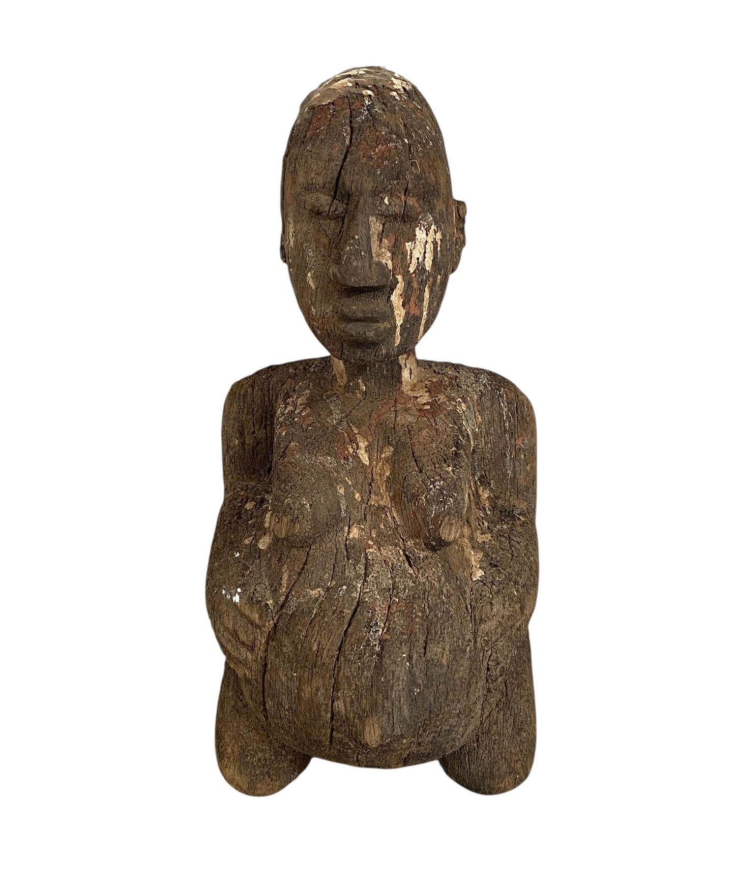 #558 Stunning Carving Old Lobi Pregnant Sculpture Burkina Faso 10" H