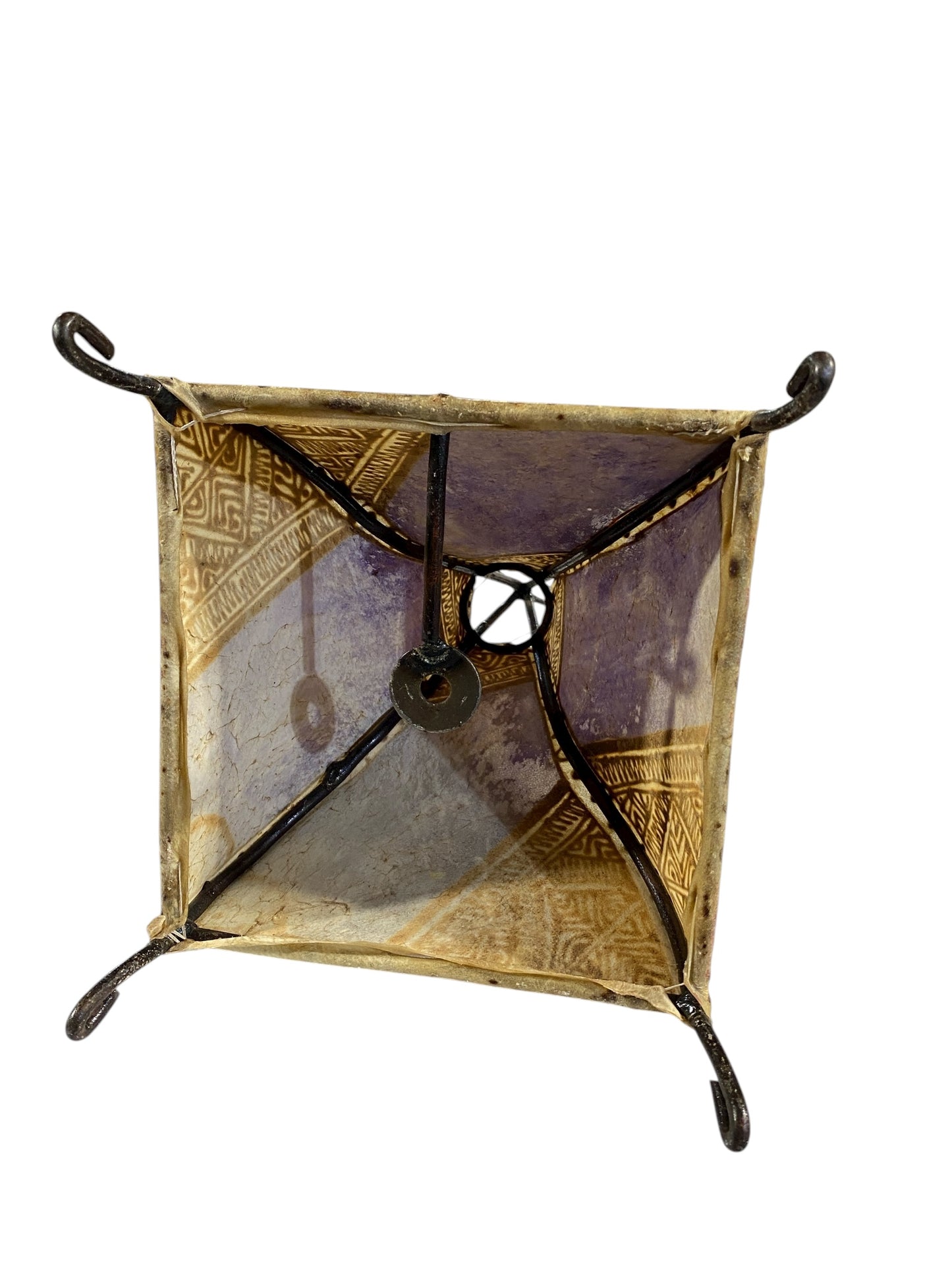 #666A Moroccan Leather Henna Hide Light Fixture Shade Display Tabletop Decor 13" h