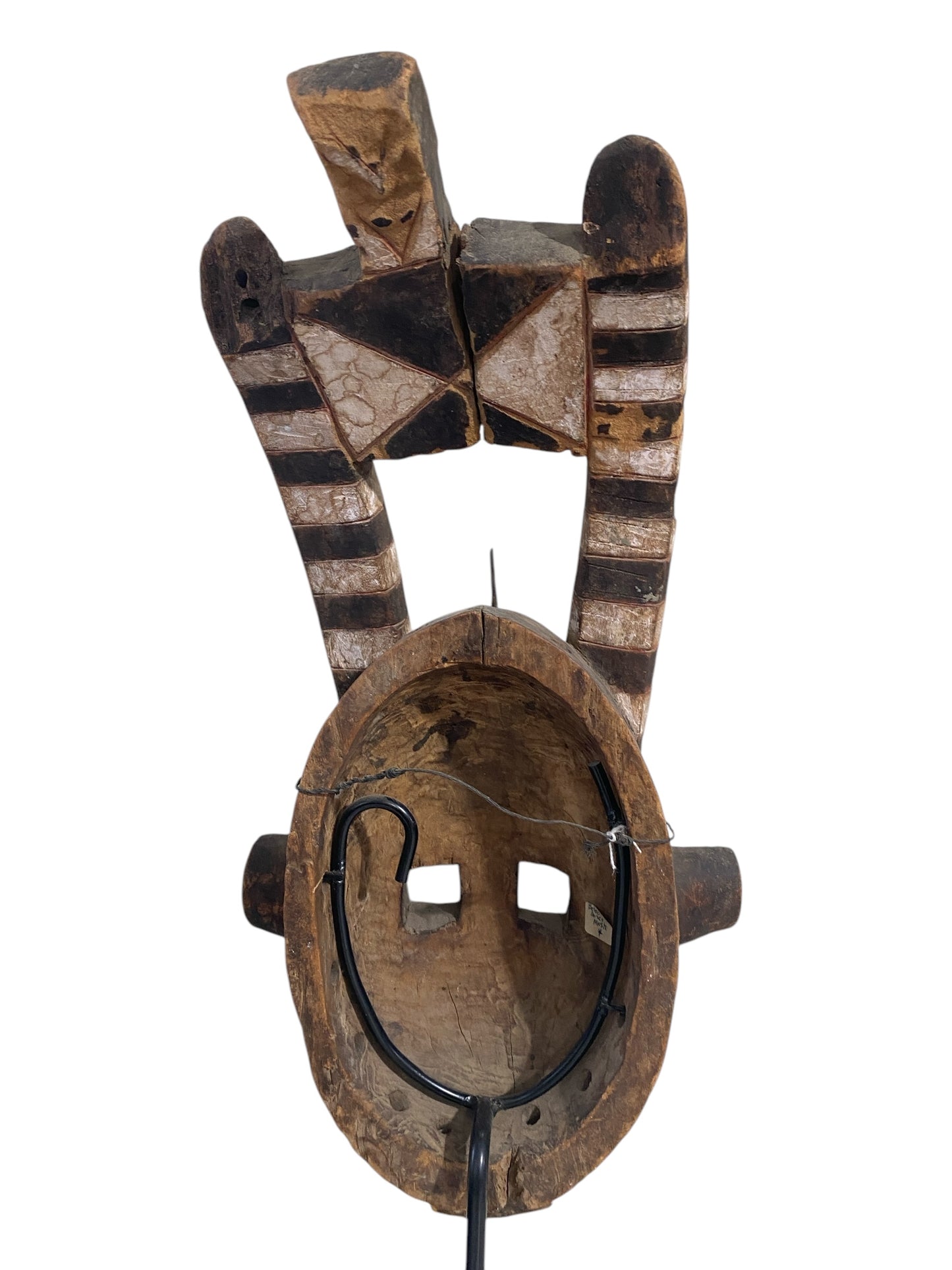 #766 Rare African Old Bobo Mask Helmet Burkina Faso 26.25" H w/ stand