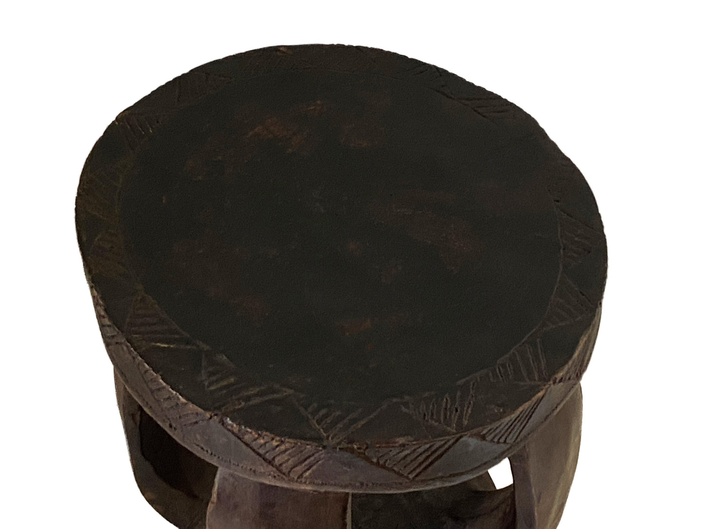 #3749 African Baga Low Wood Stool Guinea-Bissau 11.75" H