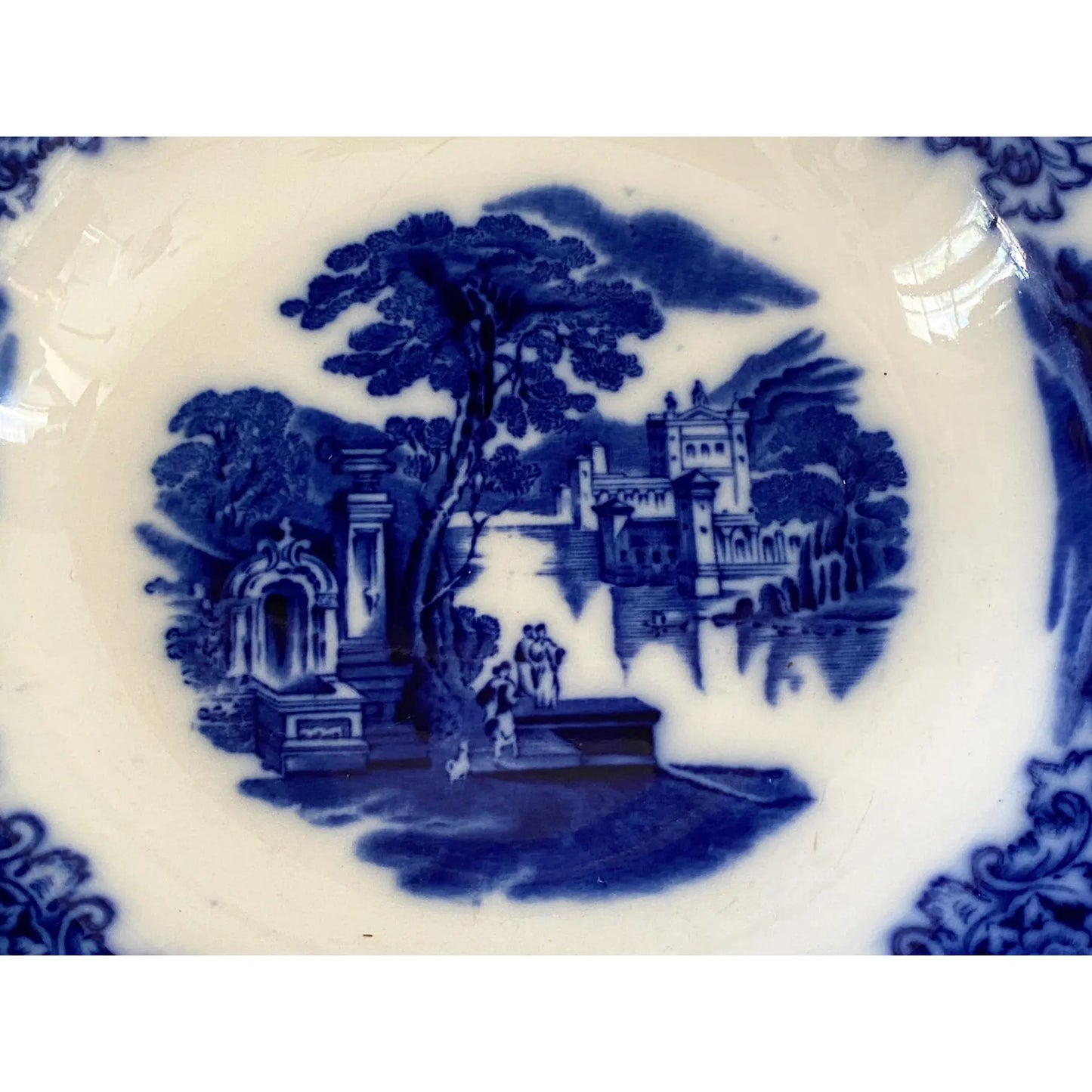 #3891 Antique Flow Blue Plate W. H. Grindley Co. England “Shanghai”
