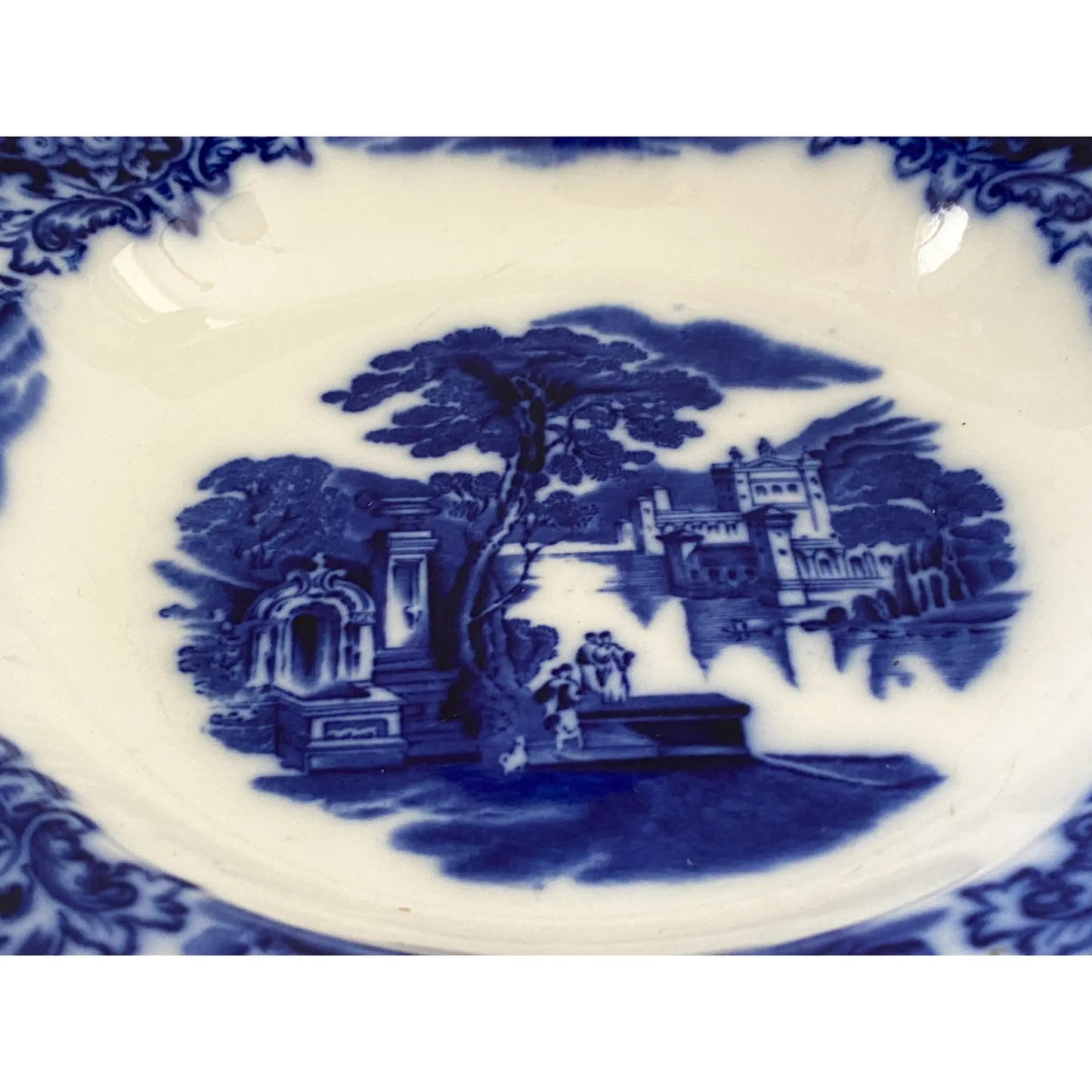 #3891 Antique Flow Blue Plate W. H. Grindley Co. England “Shanghai”