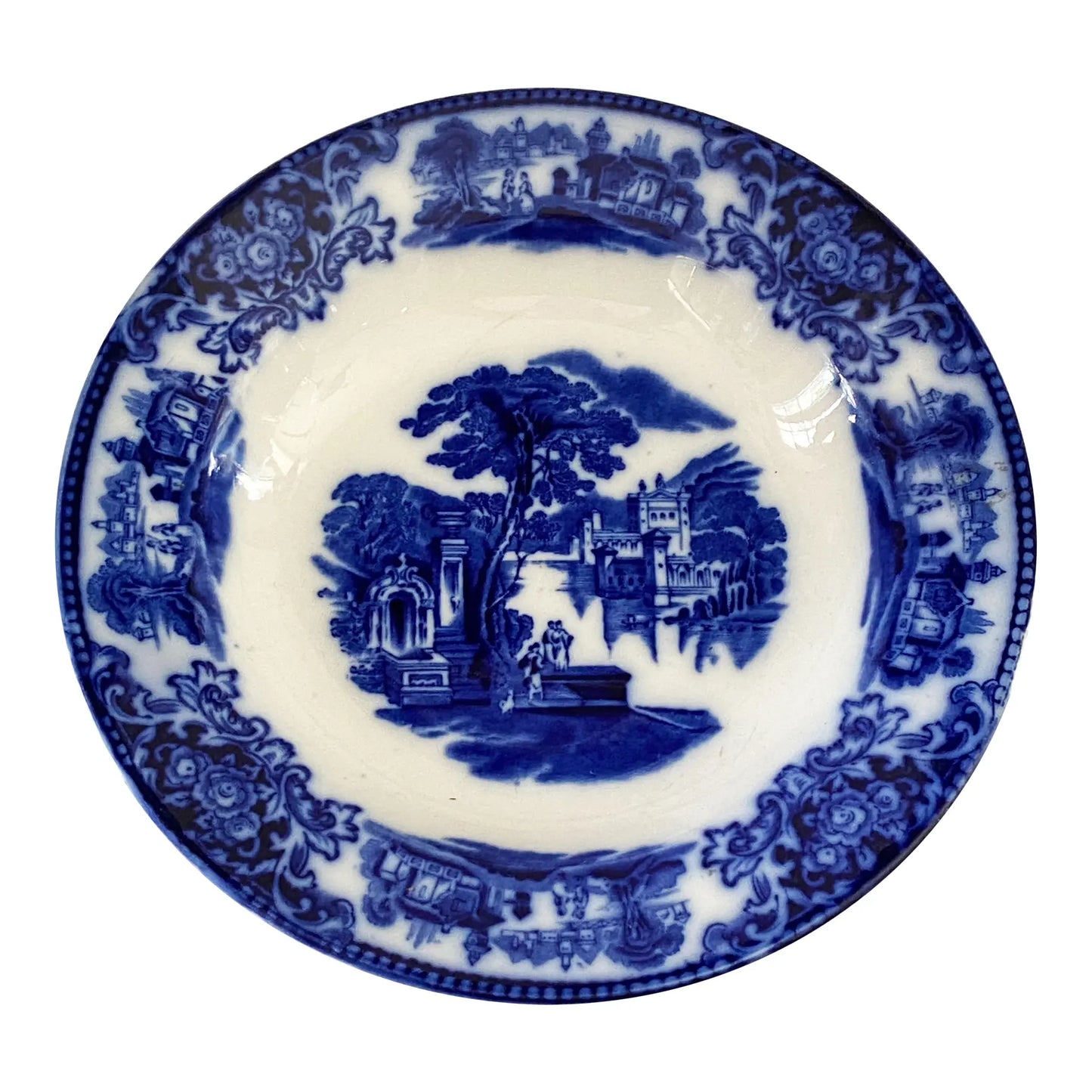 #3891 Antique Flow Blue Plate W. H. Grindley Co. England “Shanghai”