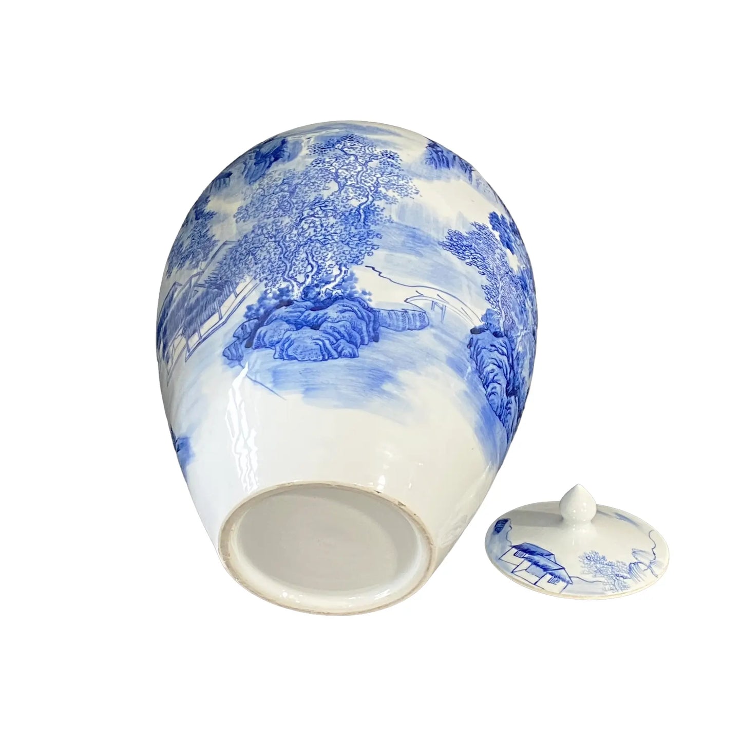#712 Vintage Chinese Blue & White Porcelain Ginger Jar 14" H