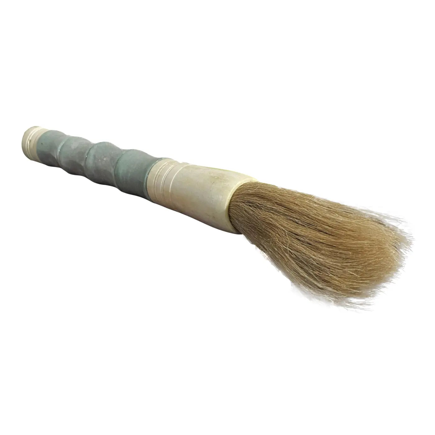 #4175 Chinoiserie Soapstone and Bone Calligraphy Brush 13.5" H