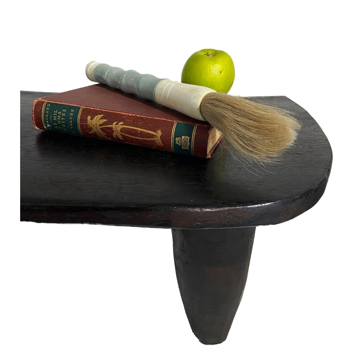 #4175 Chinoiserie Soapstone and Bone Calligraphy Brush 13.5" H