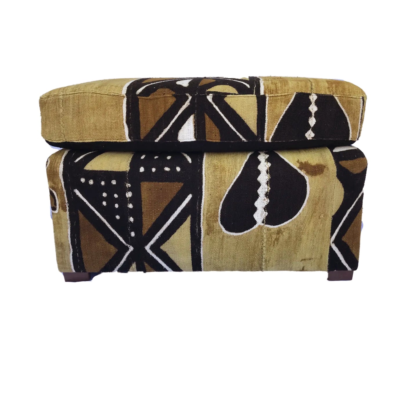 # 158 Custom Made Lg Ottoman /Storage W/Tribal African Mud Cloth 27.5" W by 18"H
