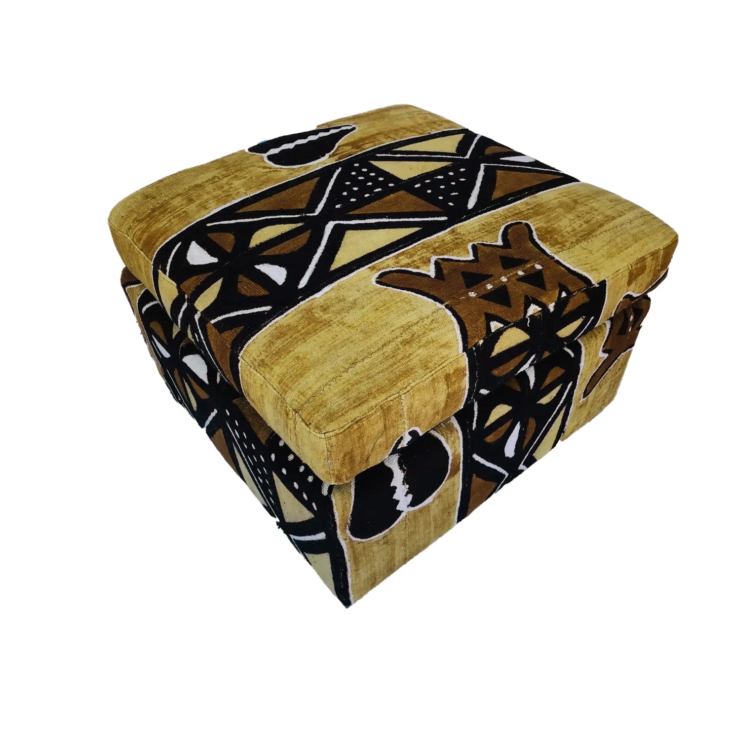 # 158 Custom Made Lg Ottoman /Storage W/Tribal African Mud Cloth 27.5" W by 18"H