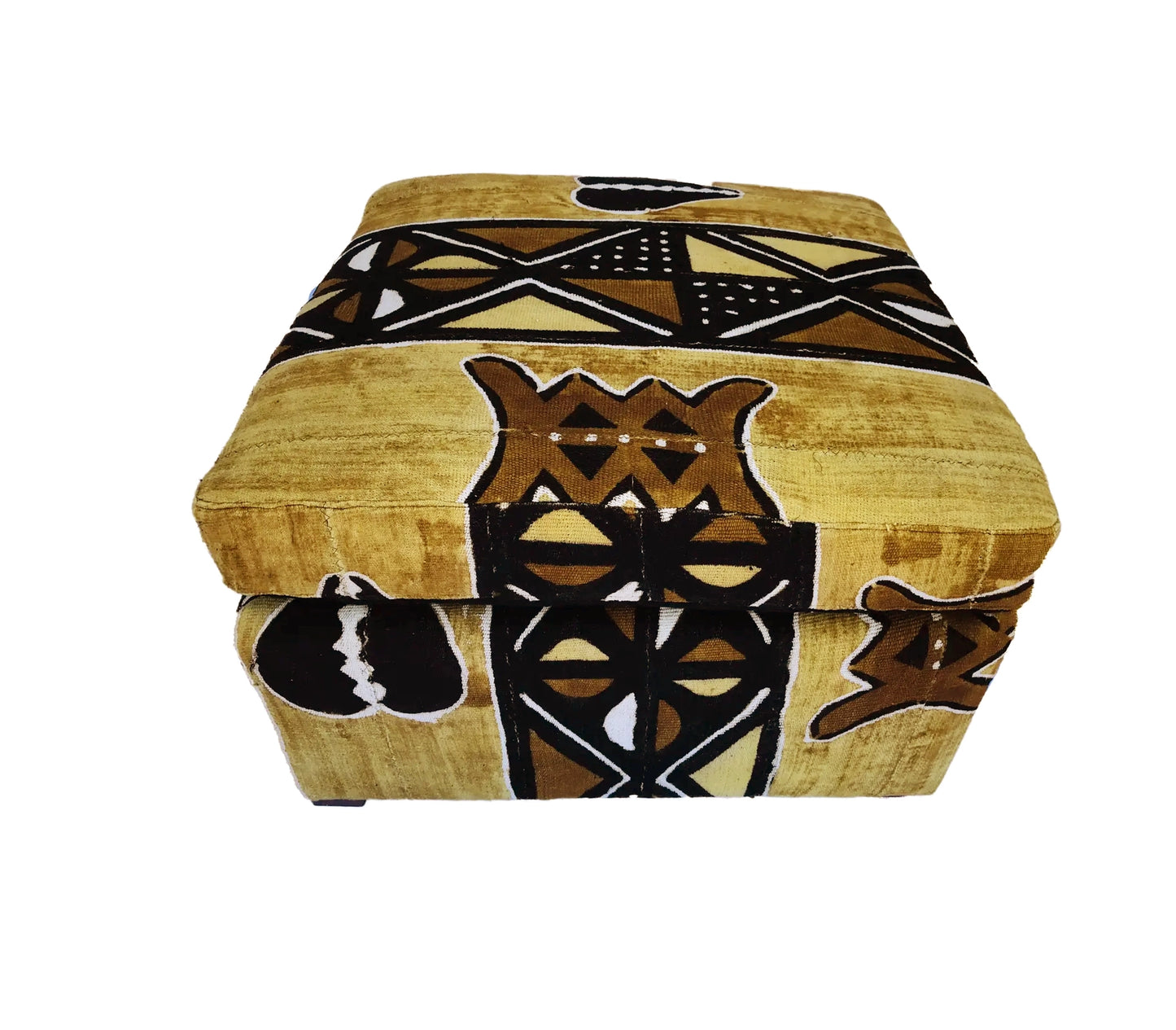 # 158 Custom Made Lg Ottoman /Storage W/Tribal African Mud Cloth 27.5" W by 18"H