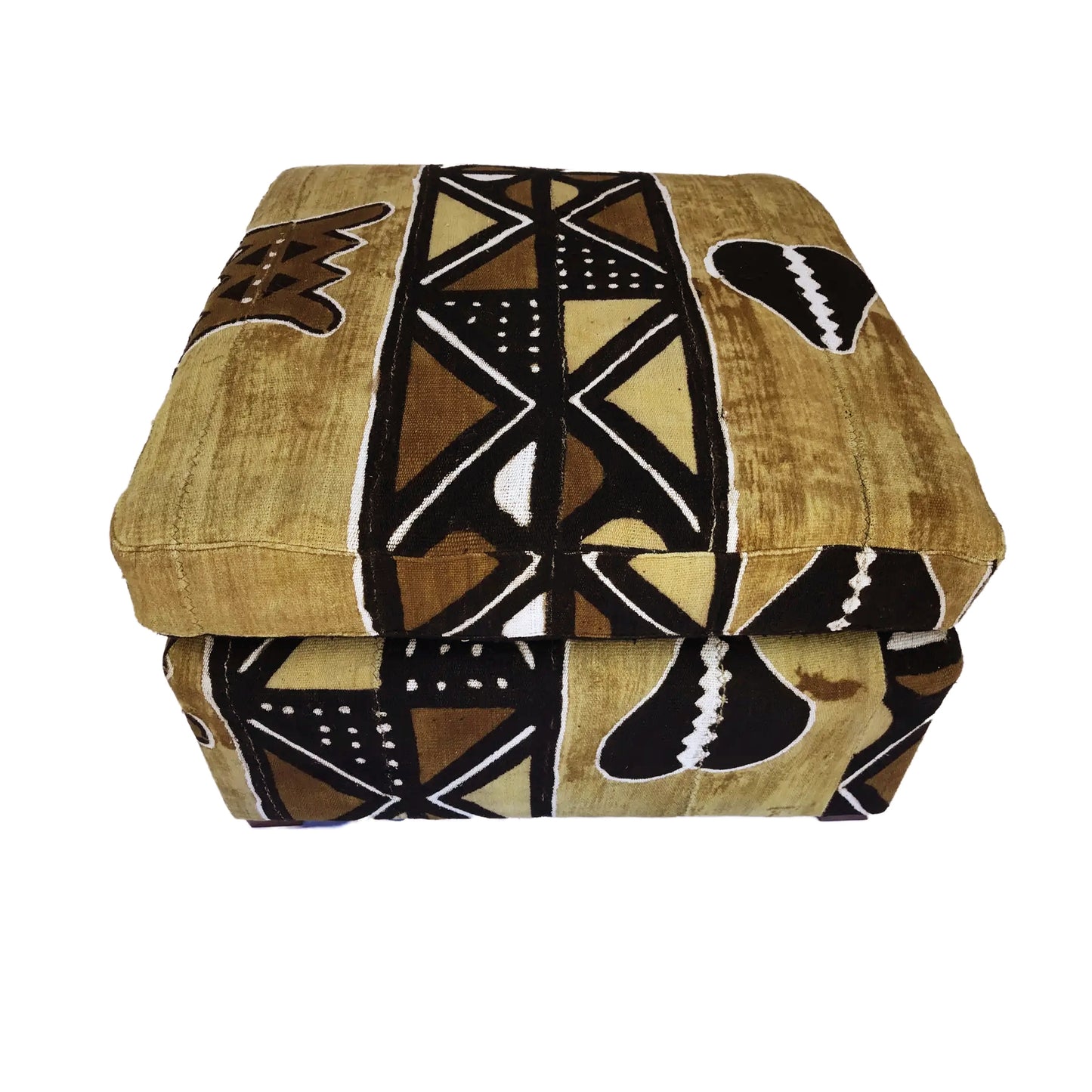 # 158 Custom Made Lg Ottoman /Storage W/Tribal African Mud Cloth 27.5" W by 18"H