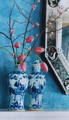 #5768 Chinoiserie Blue & White Meiping Plum Vase 19" H