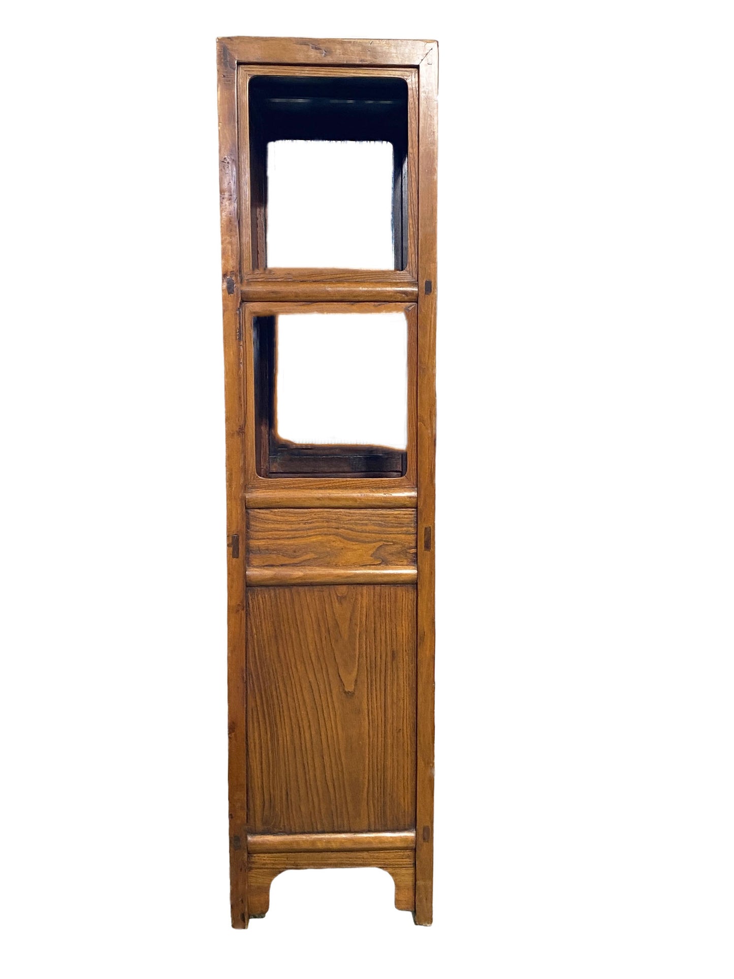 #5642 Vintage Mid Century Chinoiserie Asian Elm Wood Etagere Bookcase