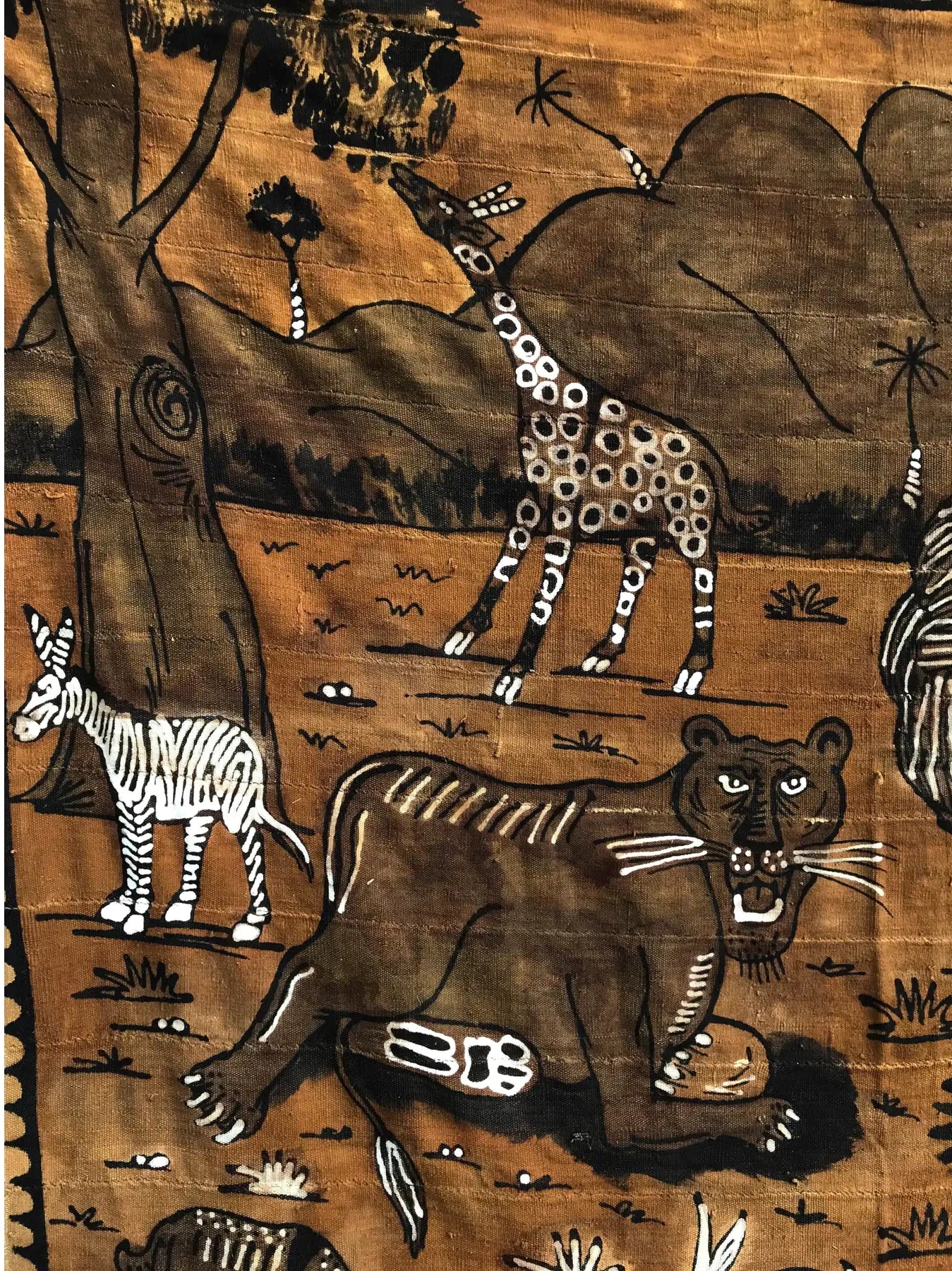 #1518 Rare Vintage Large Korhogo Handwoven Mud Cloth Ivory Coast Africa 88" by 74"