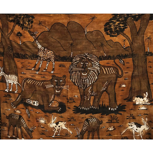 #1518 Rare Vintage Large Korhogo Handwoven Mud Cloth Ivory Coast Africa 88" by 74"