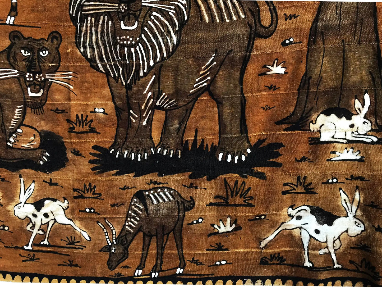 #1518 Rare Vintage Large Korhogo Handwoven Mud Cloth Ivory Coast Africa 88" by 74"