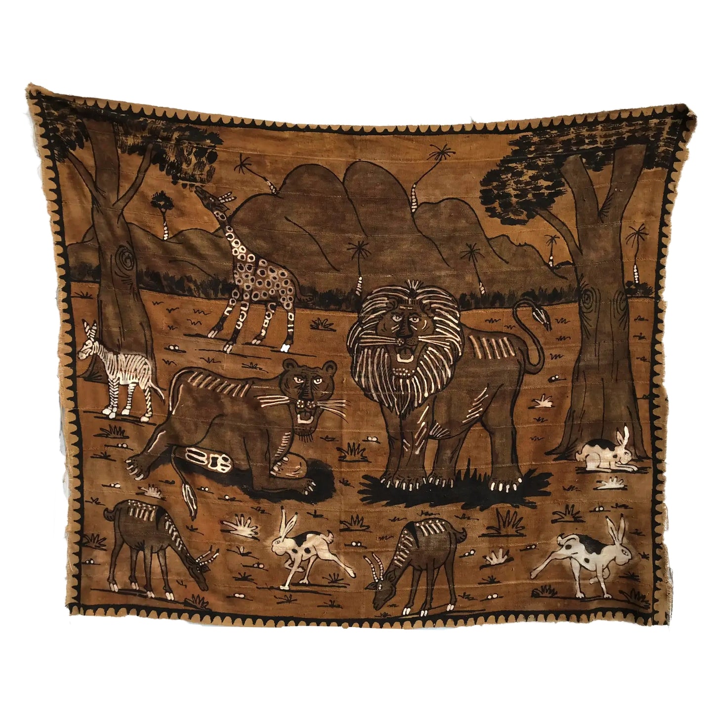 #1518 Rare Vintage Large Korhogo Handwoven Mud Cloth Ivory Coast Africa 88" by 74"