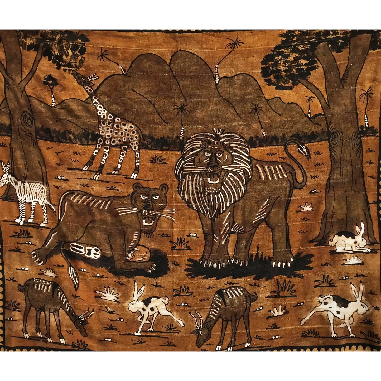 #1518 Rare Vintage Large Korhogo Handwoven Mud Cloth Ivory Coast Africa 88" by 74"