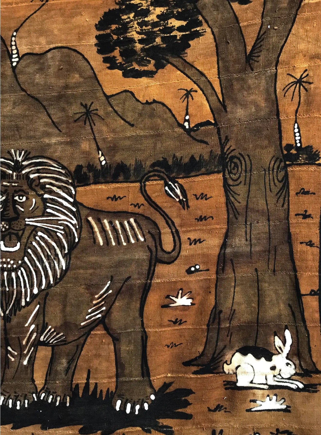 #1518 Rare Vintage Large Korhogo Handwoven Mud Cloth Ivory Coast Africa 88" by 74"