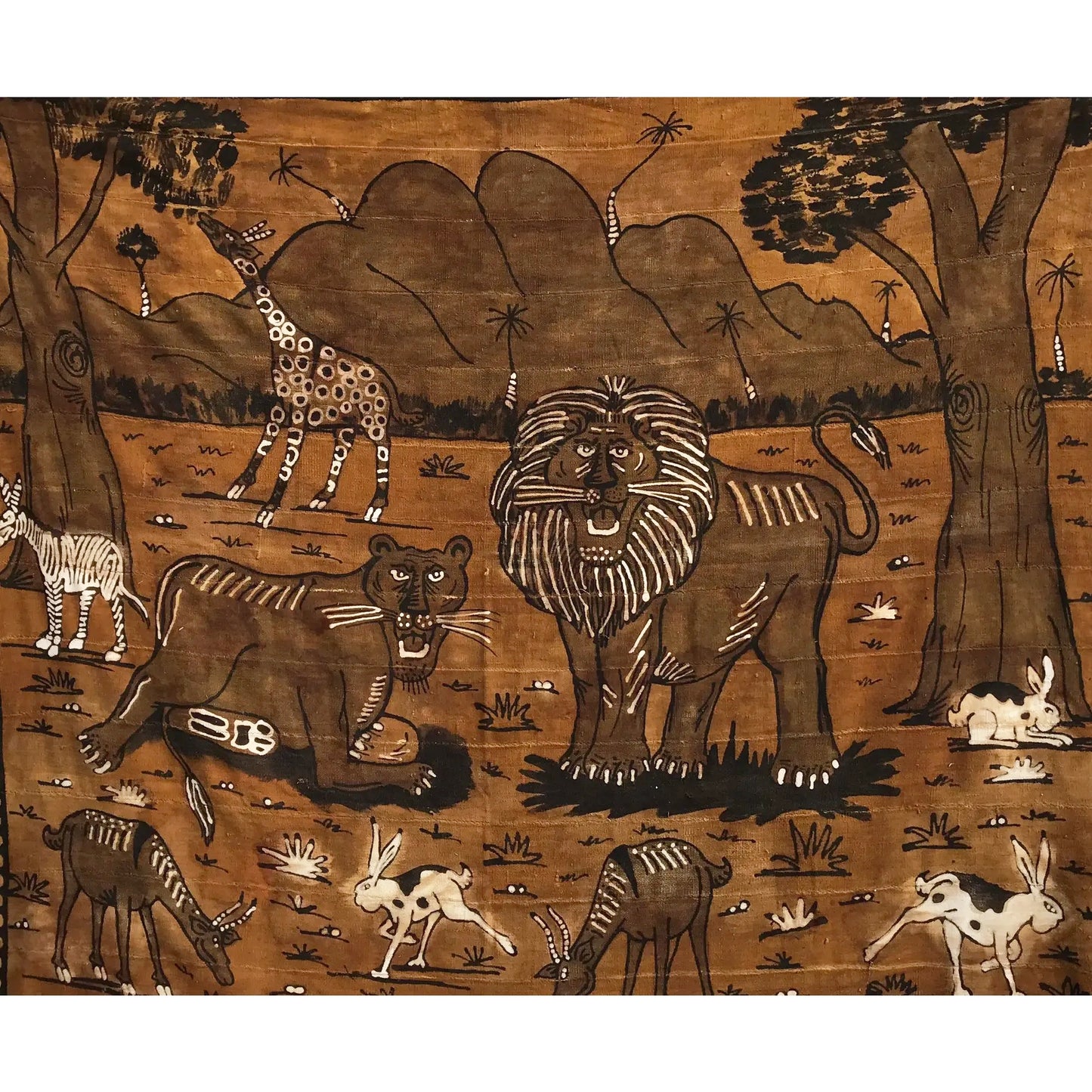 #1518 Rare Vintage Large Korhogo Handwoven Mud Cloth Ivory Coast Africa 88" by 74"