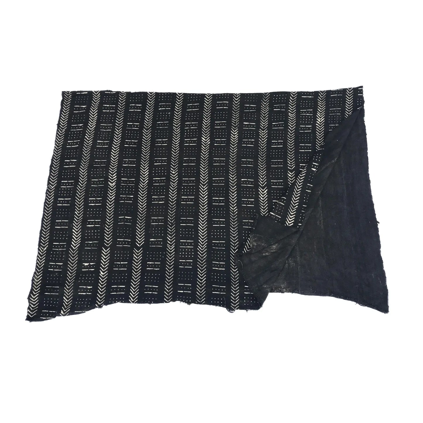 #103 Lg Vintage Malian Black & White Mud Cloth Textile 88" by 62"