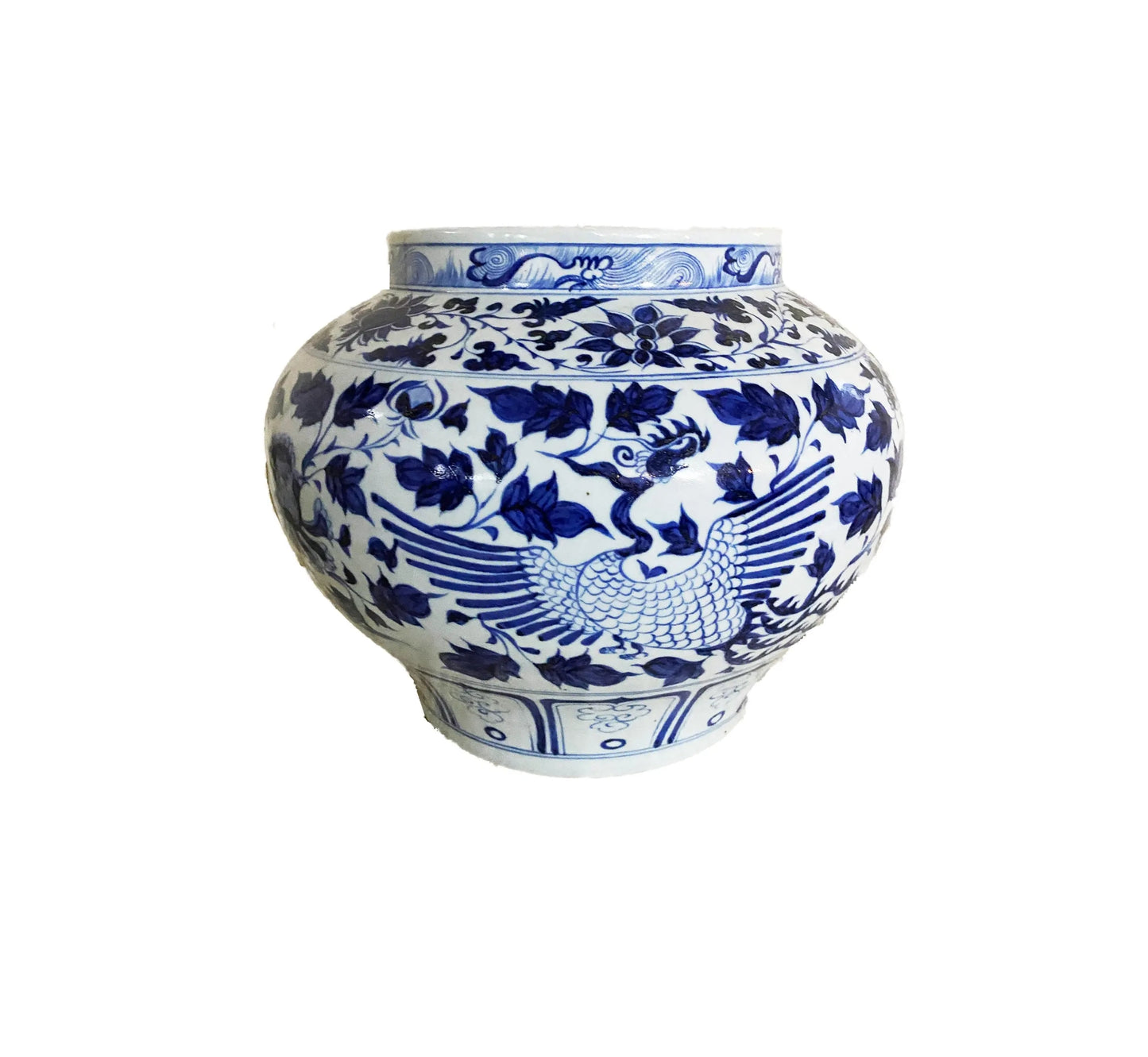 #3713 Ming Style Chinoiserie Blue and White Vase 11" H