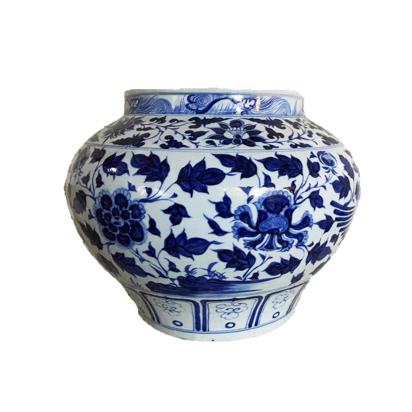 #3713 Ming Style Chinoiserie Blue and White Vase 11" H