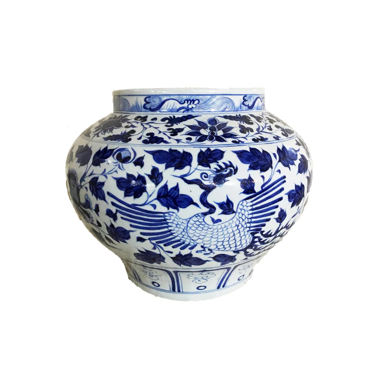 #3713 Ming Style Chinoiserie Blue and White Vase 11" H
