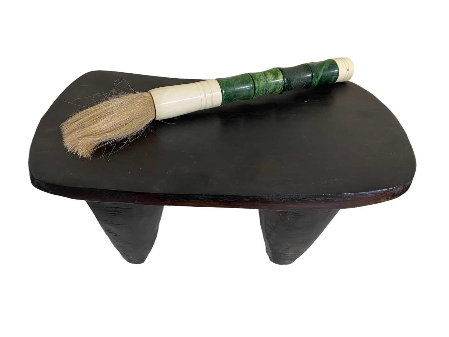 #4154 Chinoiserie Soapstone and Bone Calligraphy Brush 13.5" H