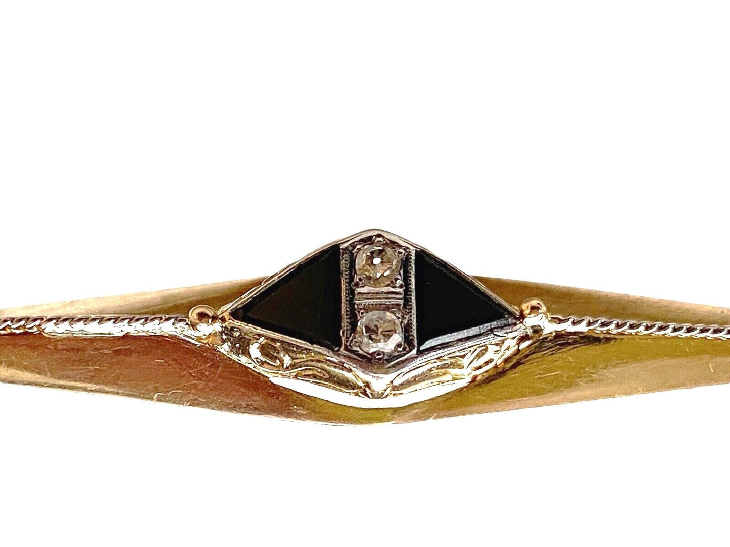 # 4529 Art Deco Pin / Brooch with Diamond & Black Stone circa 1920