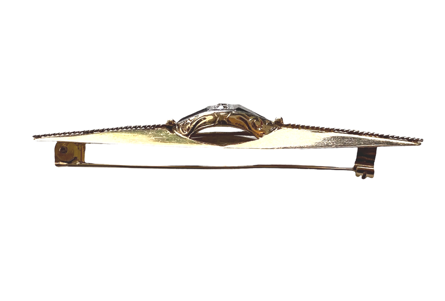 # 4529 Art Deco Pin / Brooch with Diamond & Black Stone circa 1920