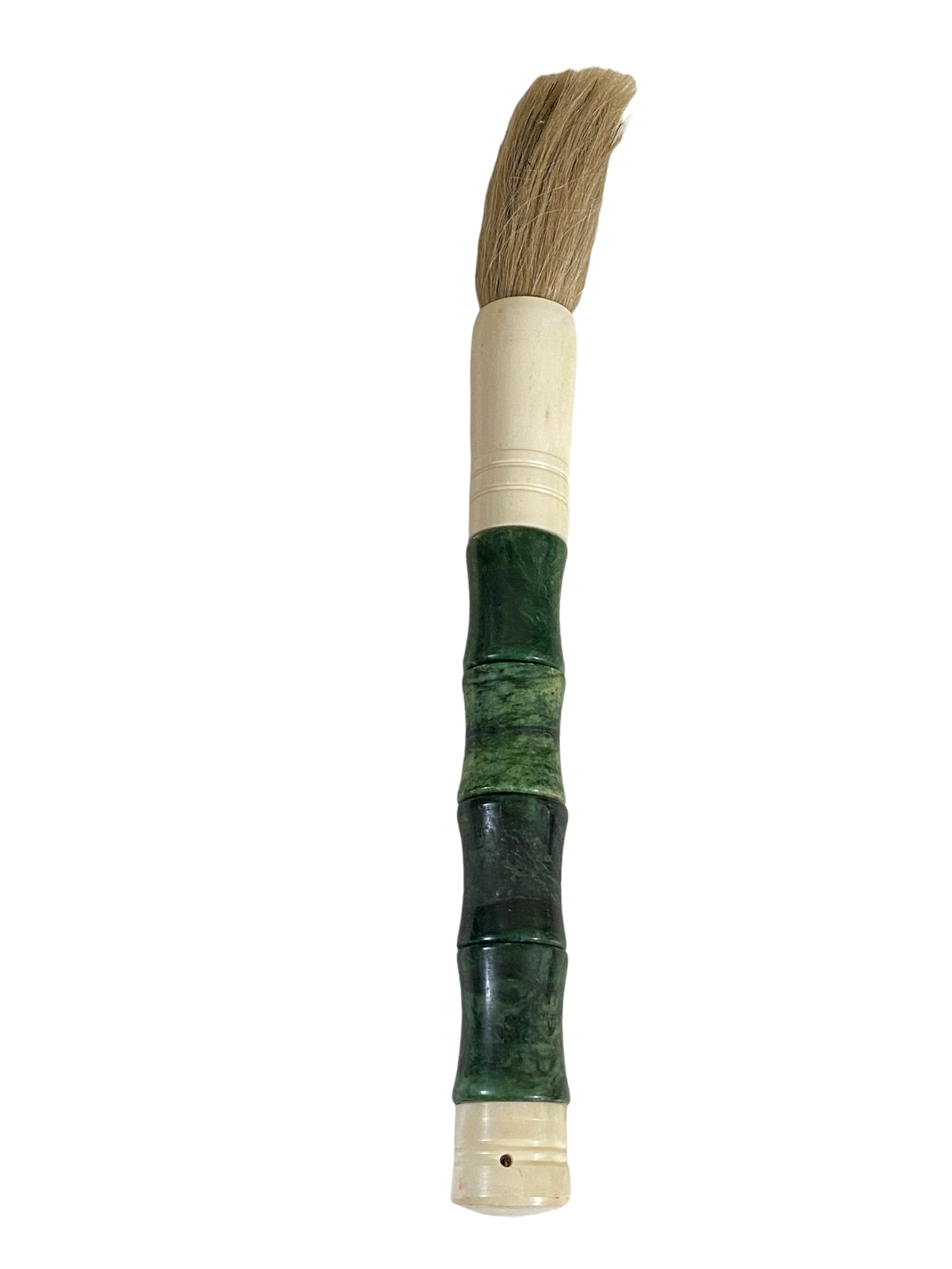 #4154 Chinoiserie Soapstone and Bone Calligraphy Brush 13.5" H