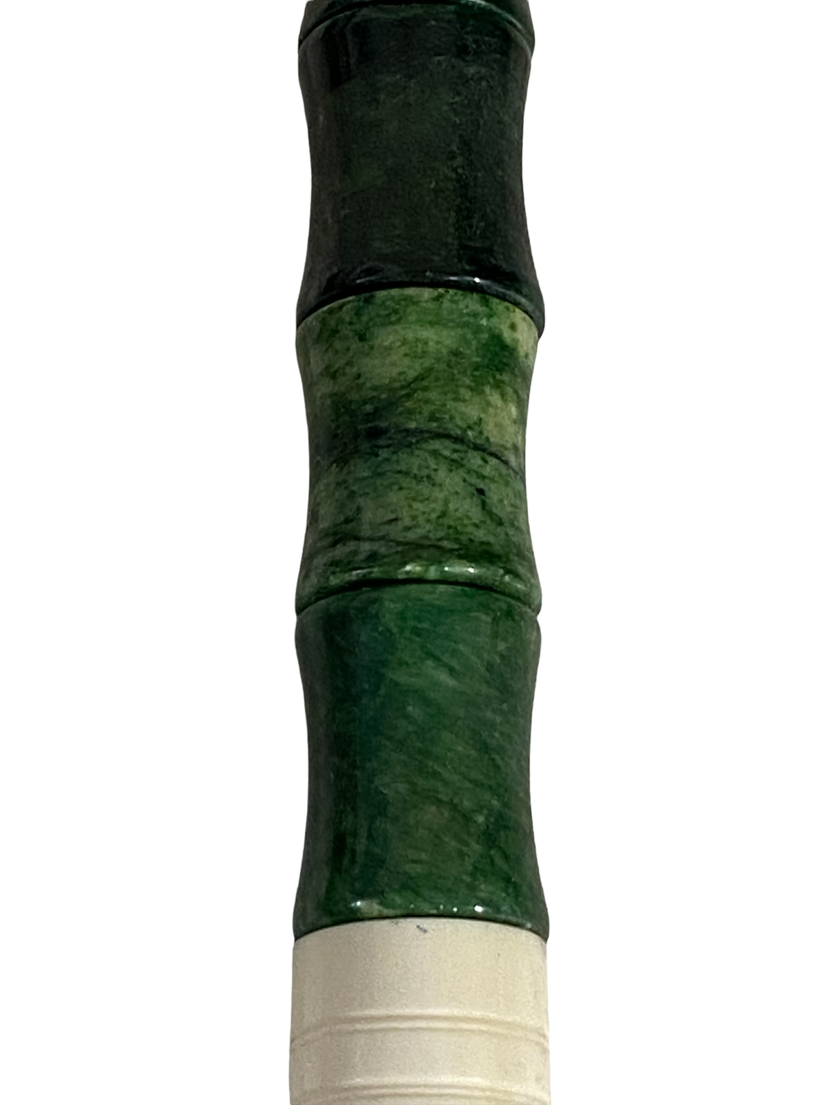 #4154 Chinoiserie Soapstone and Bone Calligraphy Brush 13.5" H