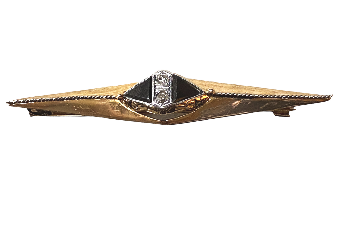 # 4529 Art Deco Pin / Brooch with Diamond & Black Stone circa 1920