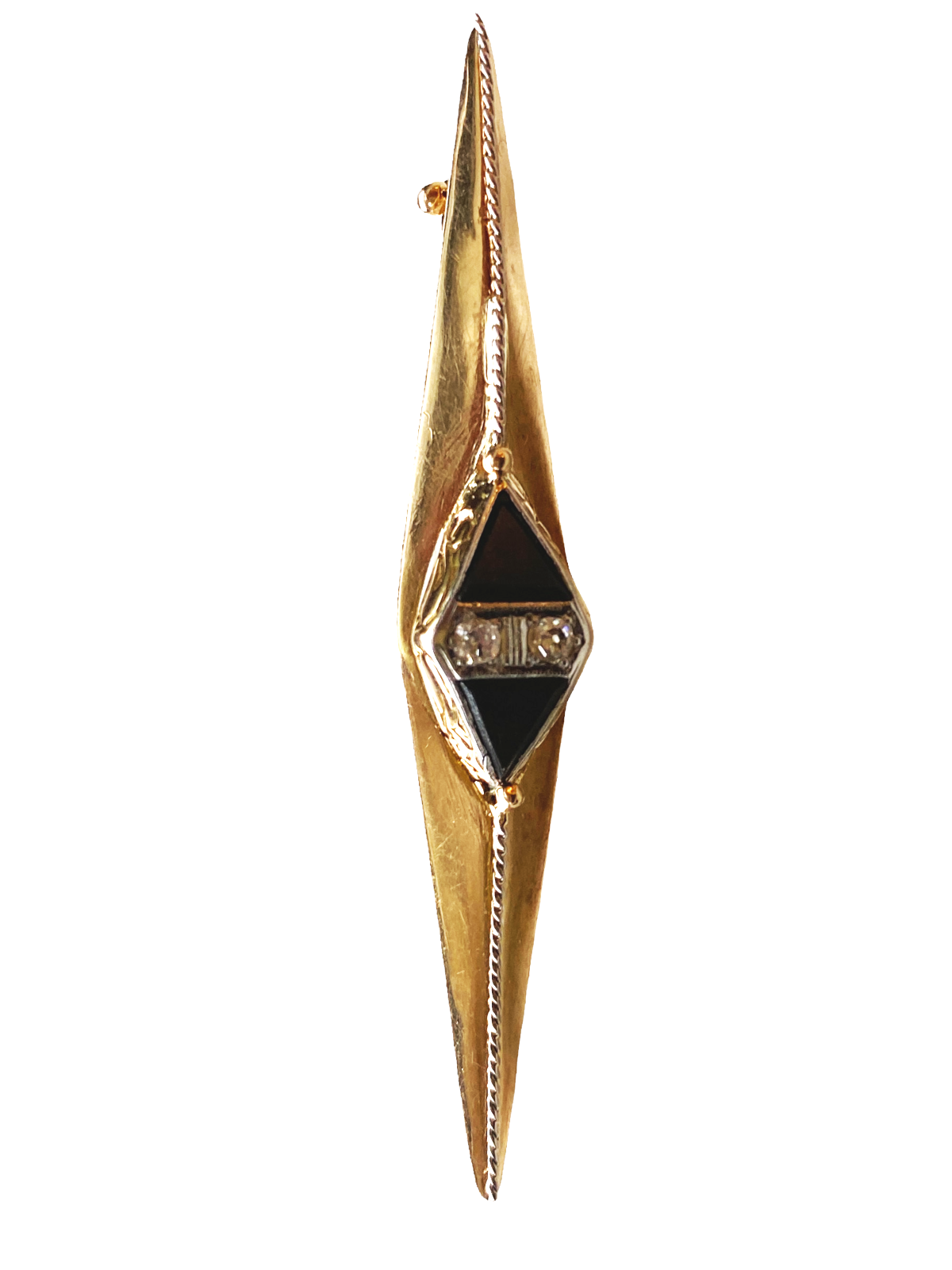 # 4529 Art Deco Pin / Brooch with Diamond & Black Stone circa 1920