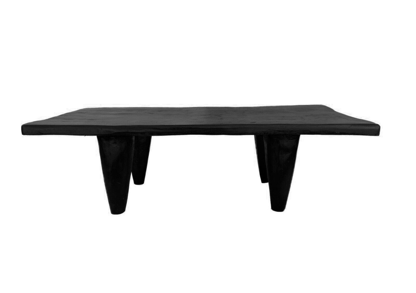 # 4152 African Carved Ebonized Black Wood Senufo Table/Stool 38.5" W by 11.5" H