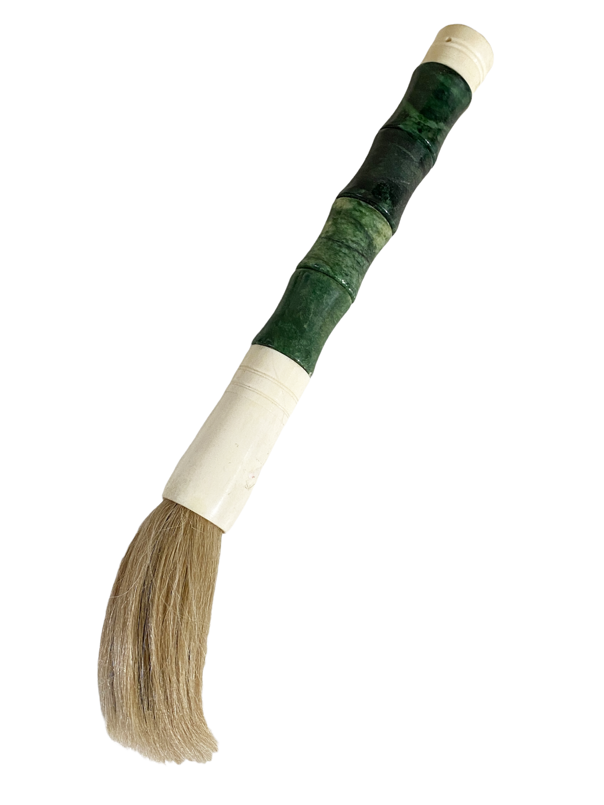 #4154 Chinoiserie Soapstone and Bone Calligraphy Brush 13.5" H