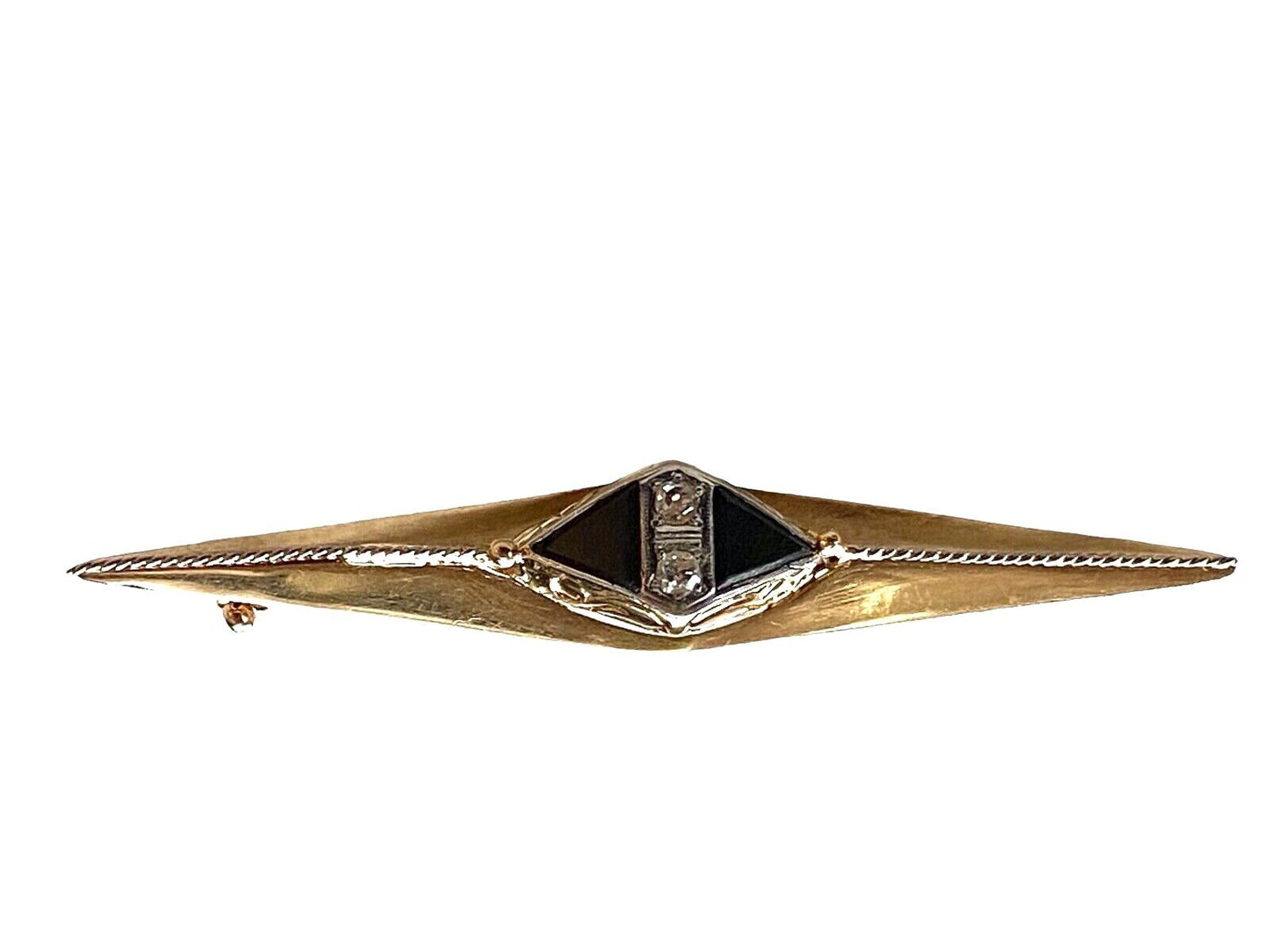 # 4529 Art Deco Pin / Brooch with Diamond & Black Stone circa 1920
