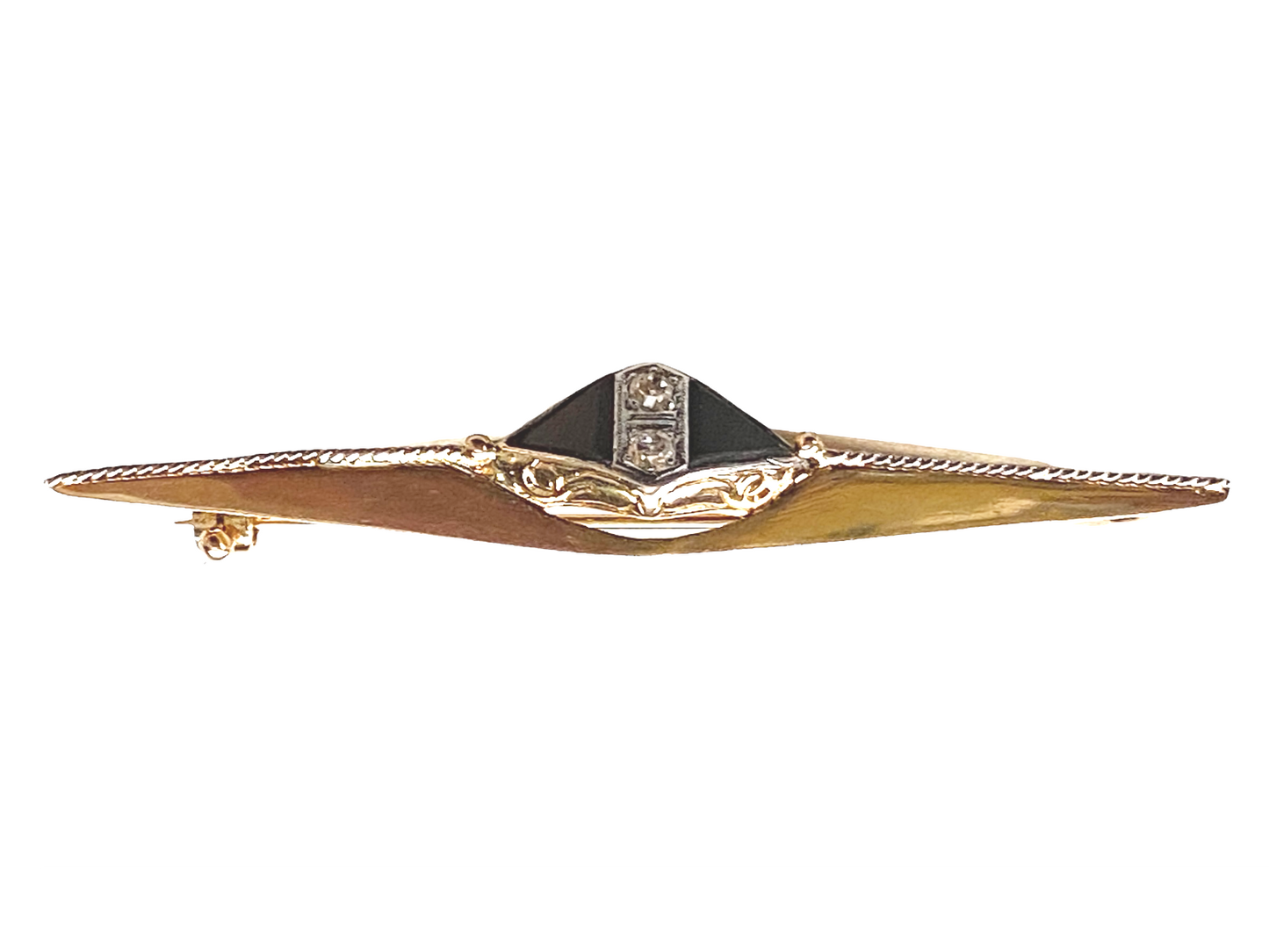 # 4529 Art Deco Pin / Brooch with Diamond & Black Stone circa 1920